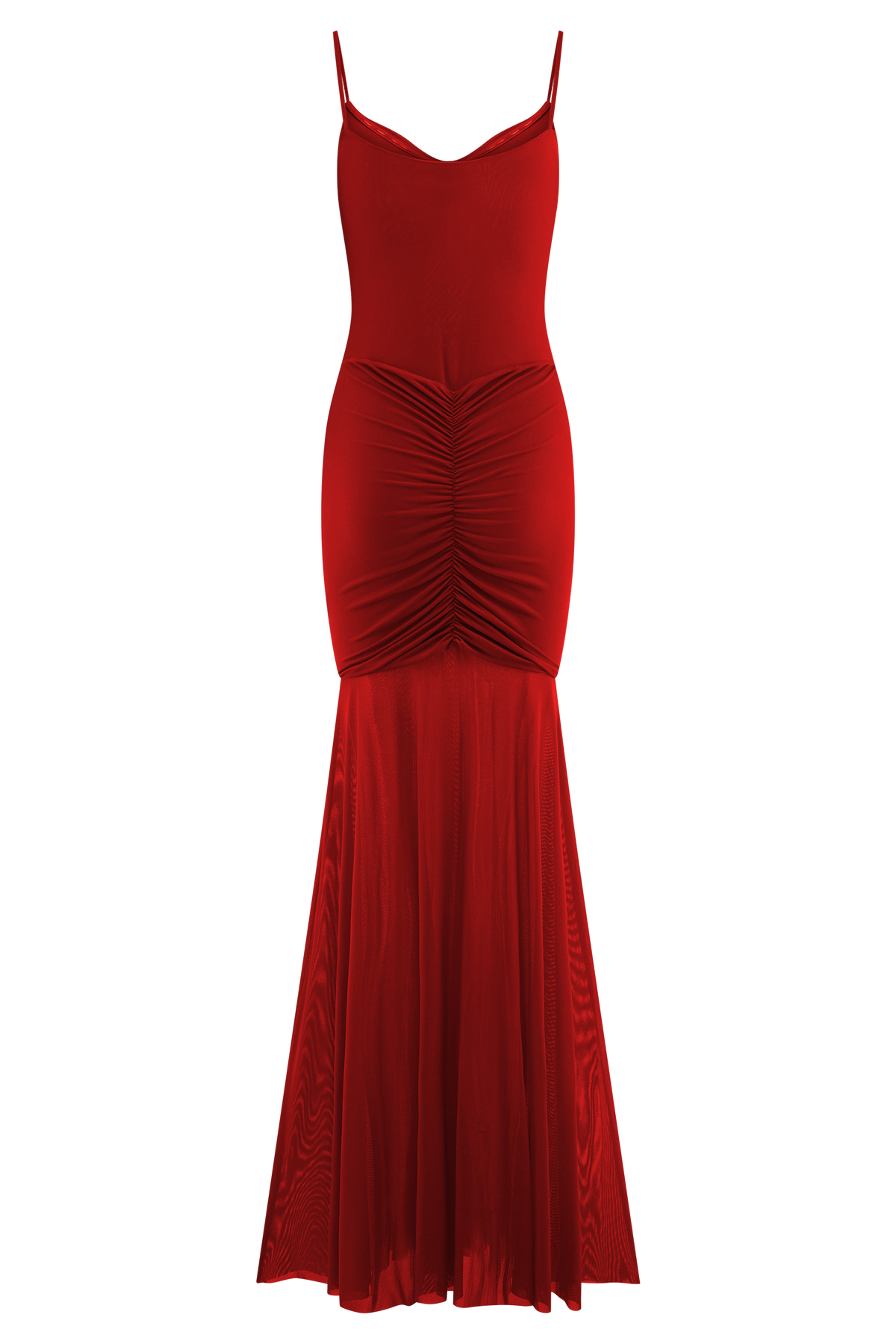 Delaney Slinky And Mesh Maxi Dress - Red #6