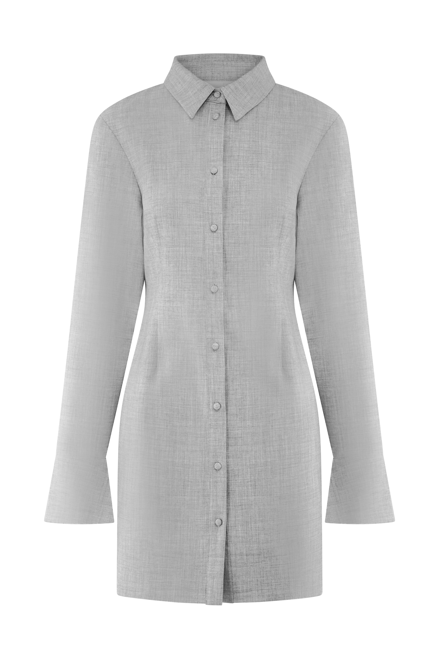 Dorian Fitted Shirt Mini Dress - Charcoal Marle #9