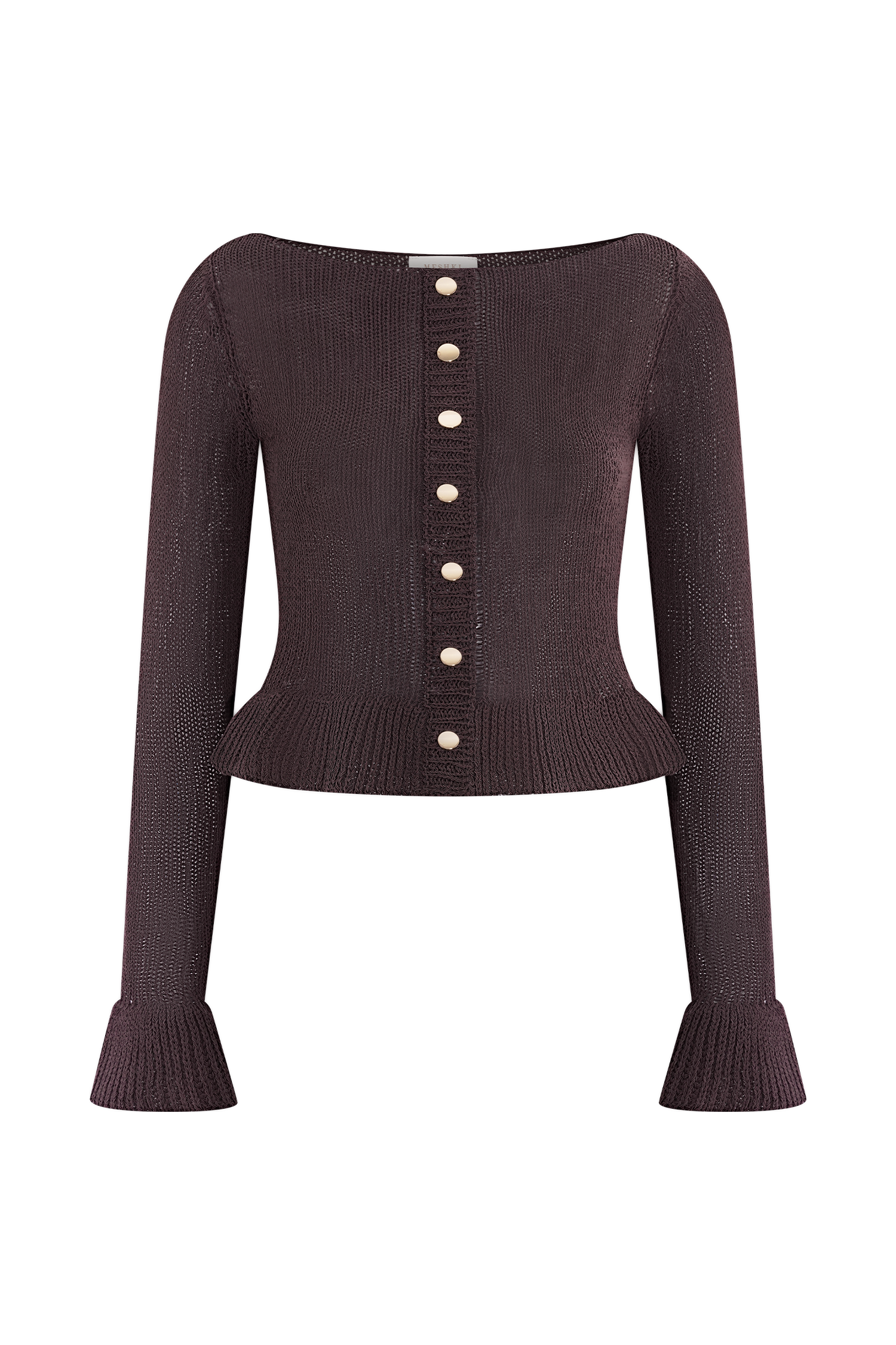 Eleanor Knit Frill Cardigan - Chocolate #10