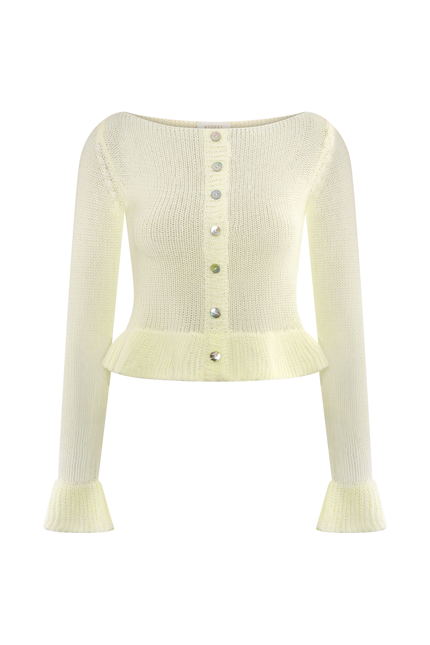 Eleanor Knit Frill Cardigan - White | MESHKI UK