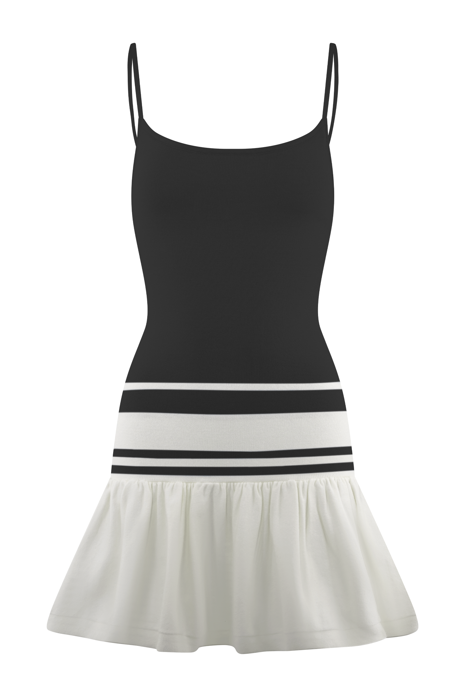 Ellison Contrast Knit Mini Dress - Black/White #7