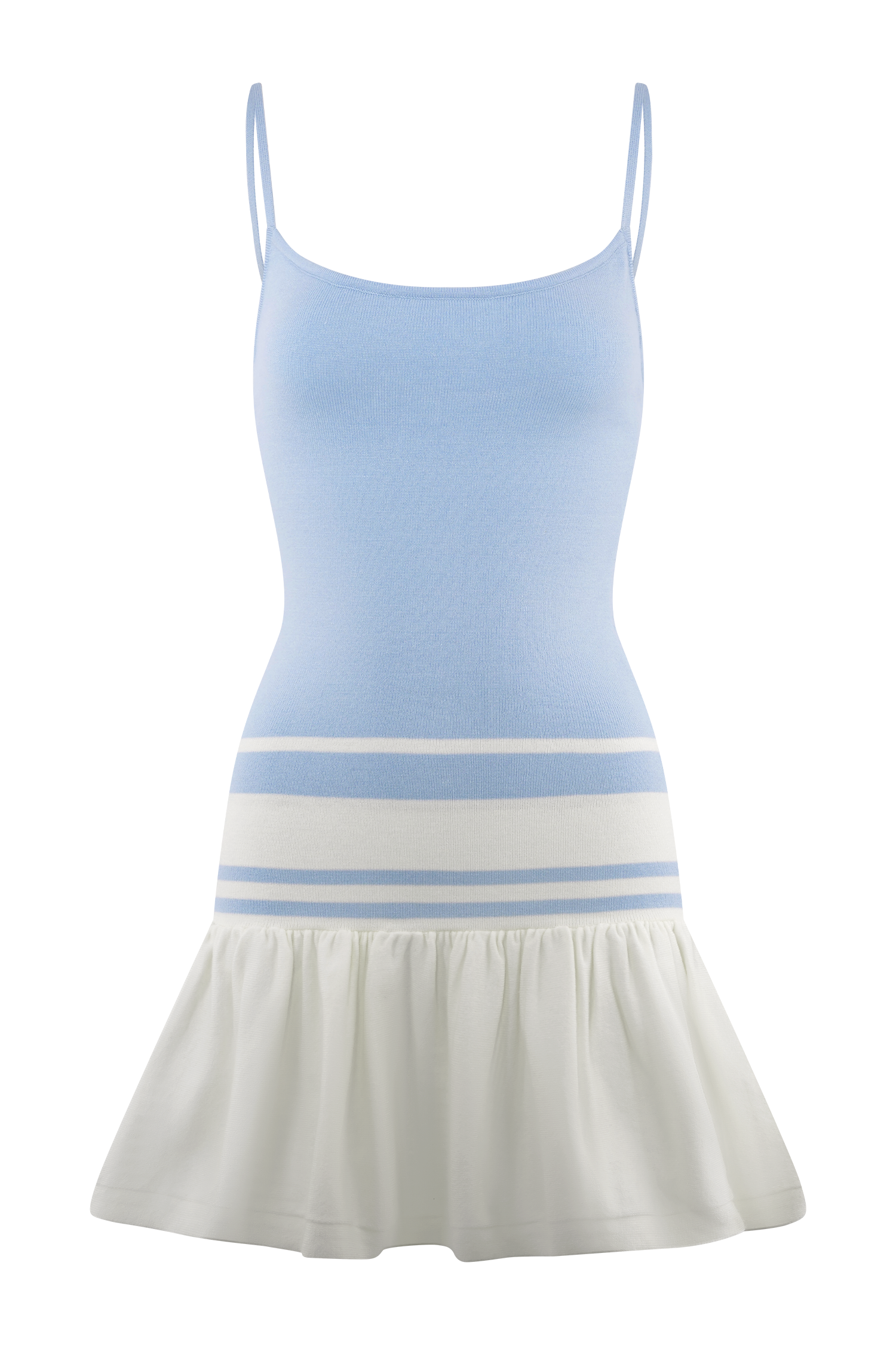 Ellison Contrast Knit Mini Dress - Blue/White | MESHKI UK Ellison Contrast Knit Mini Dress - Blue/White | MESHKI UK