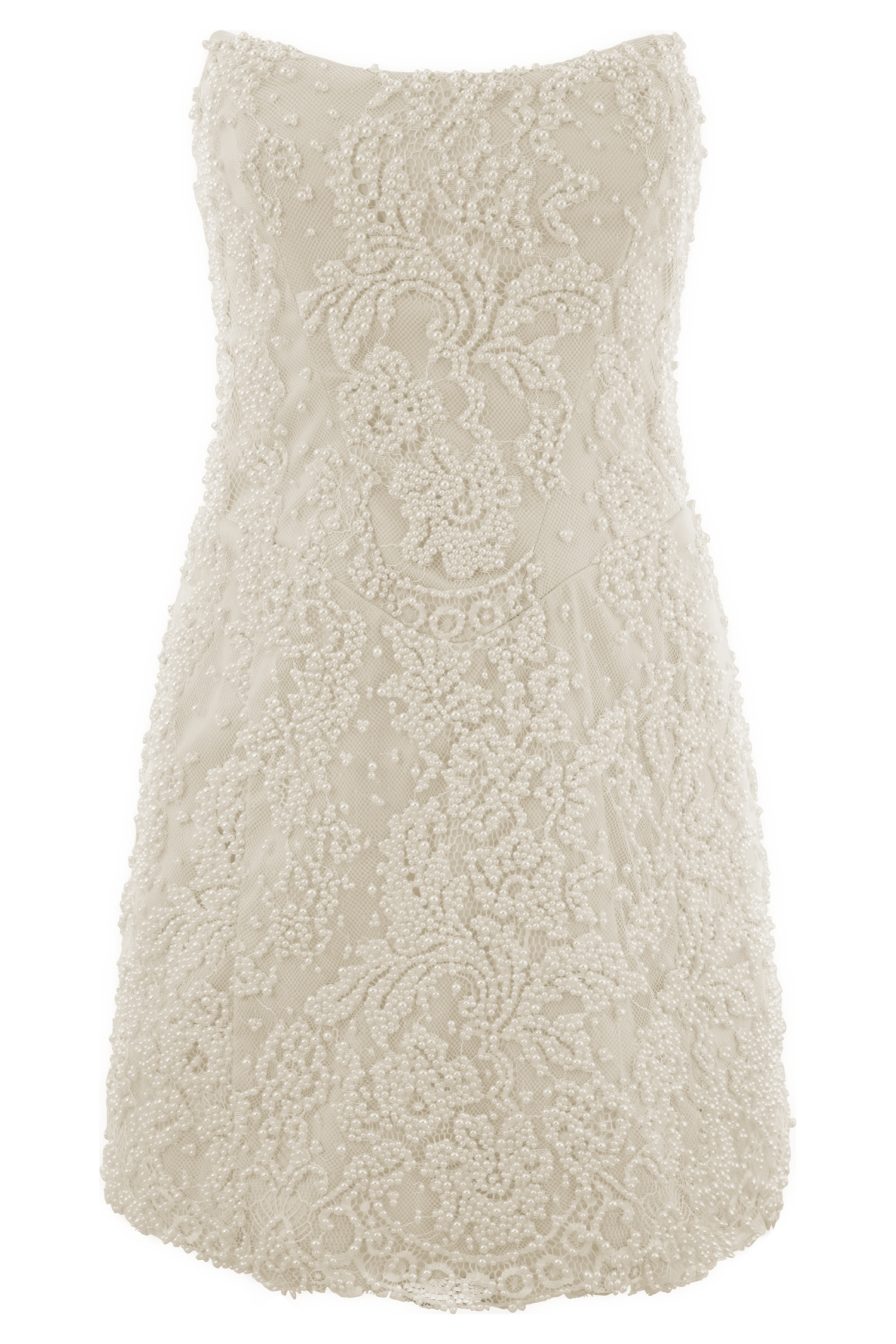 Eva Hand Beaded Pearl & Lace Mini Dress - White #9