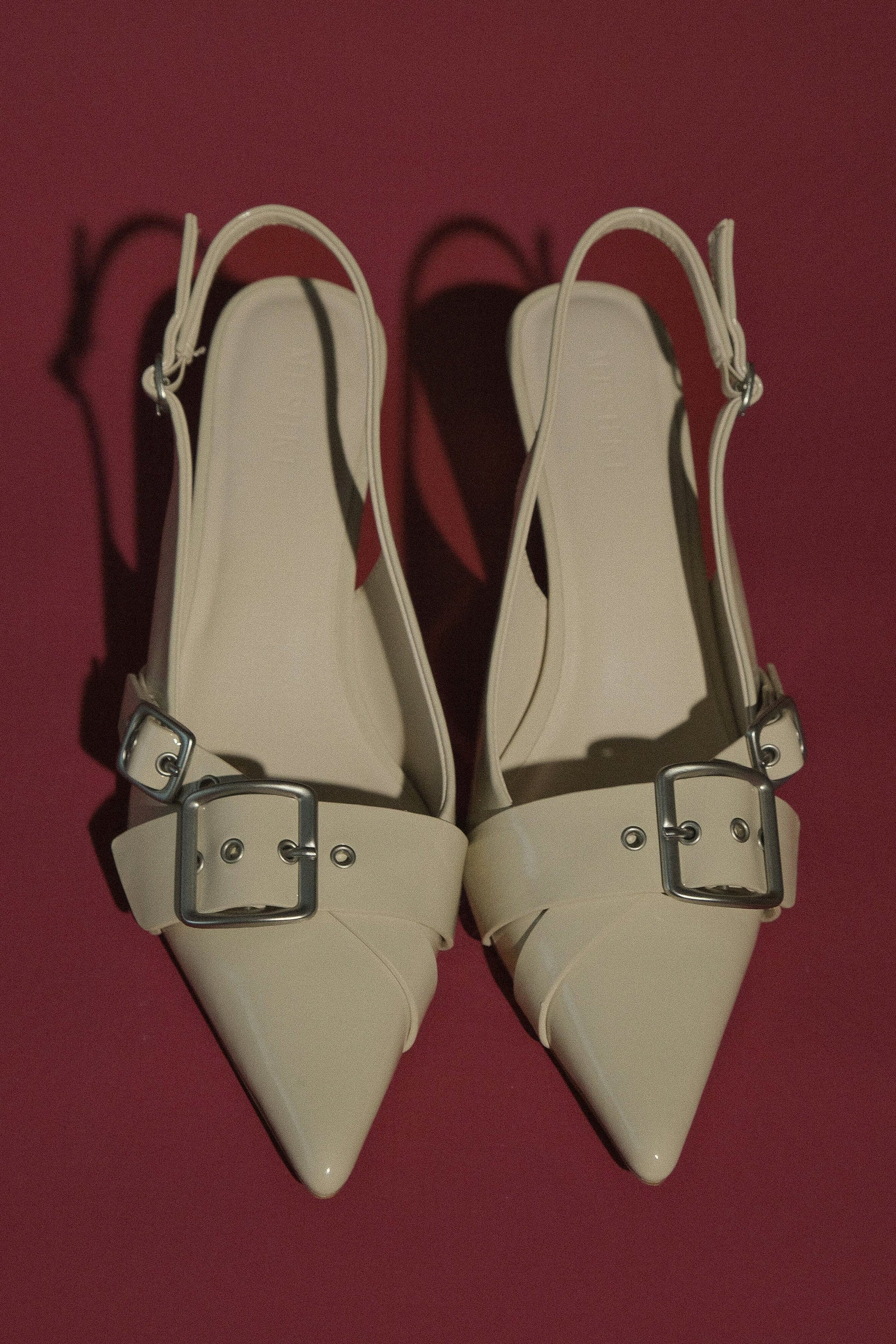 Hadley Buckle Sling Back Heels - Ivory #2
