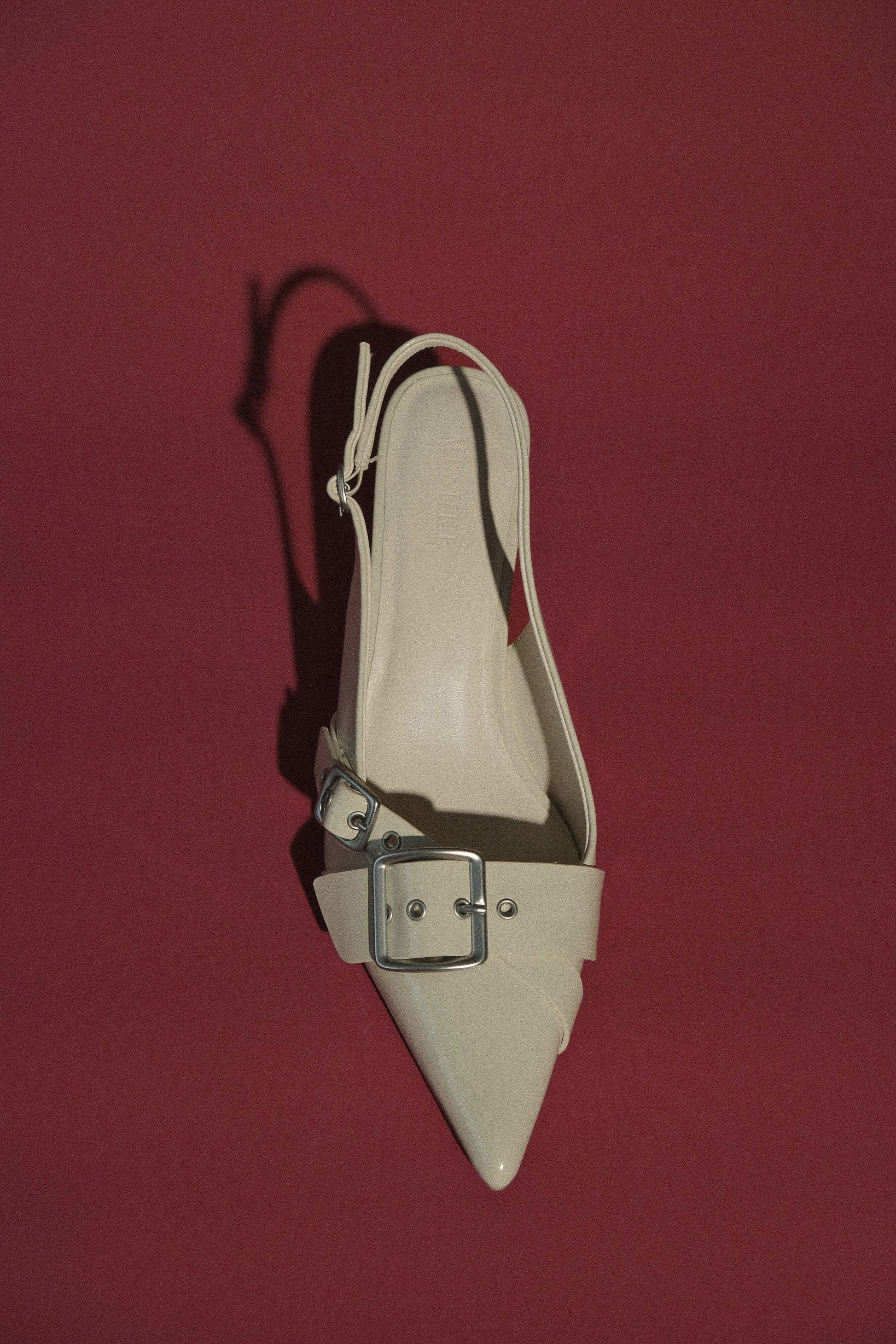 Hadley Buckle Sling Back Heels - Ivory #3