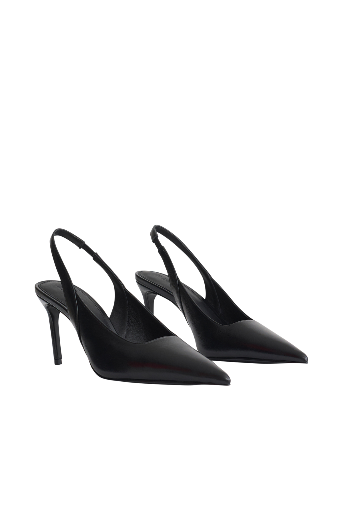 Samar Pointed Sling Back Heels - Black #6