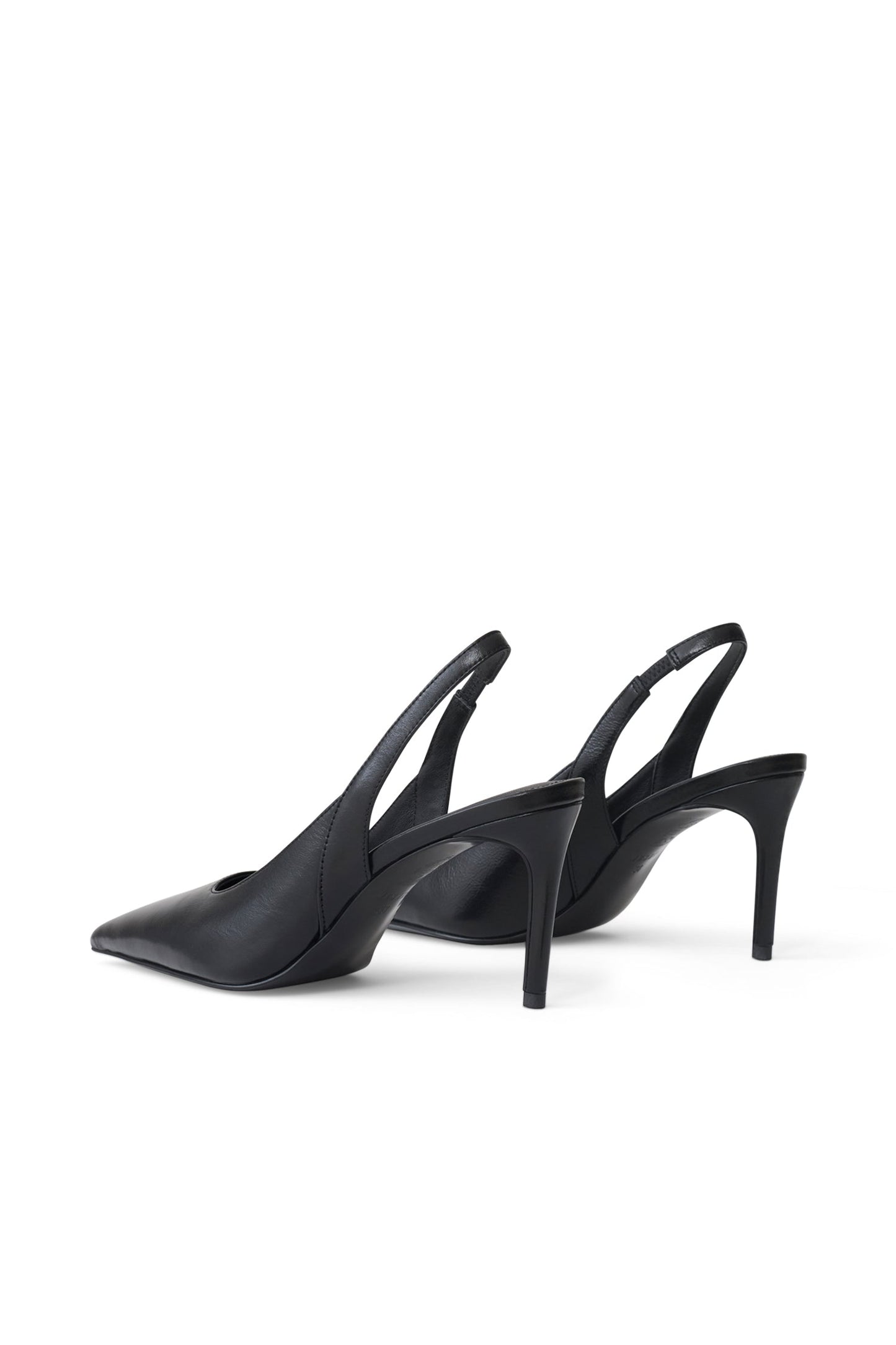 Samar Pointed Sling Back Heels - Black