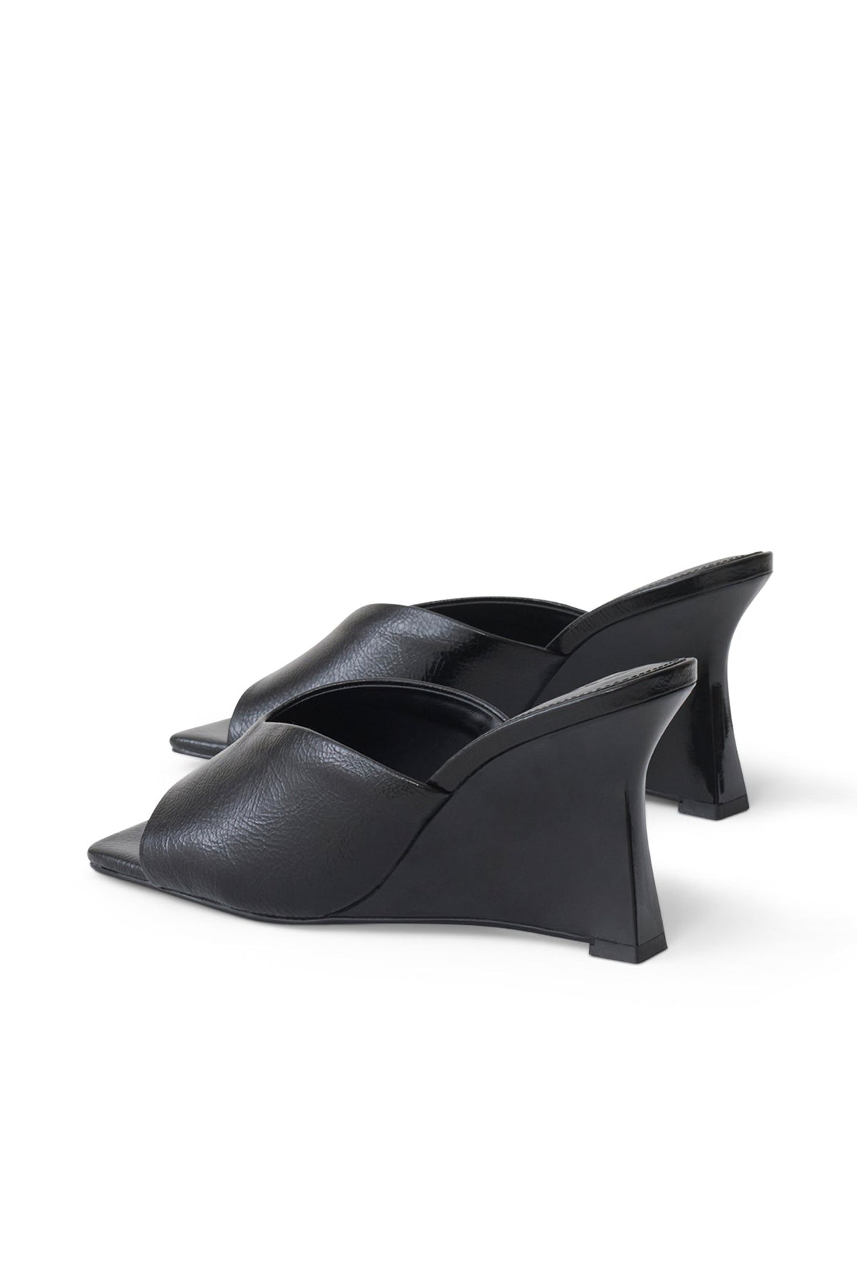 Jody Square Toe Wedge - Black Crinkle Pu #4