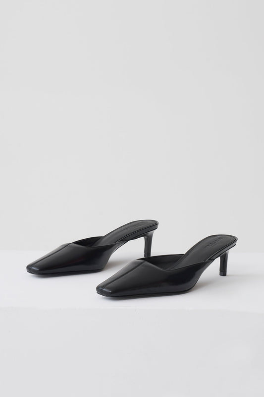 Stevie Pointed Square Toe Mule - Black
