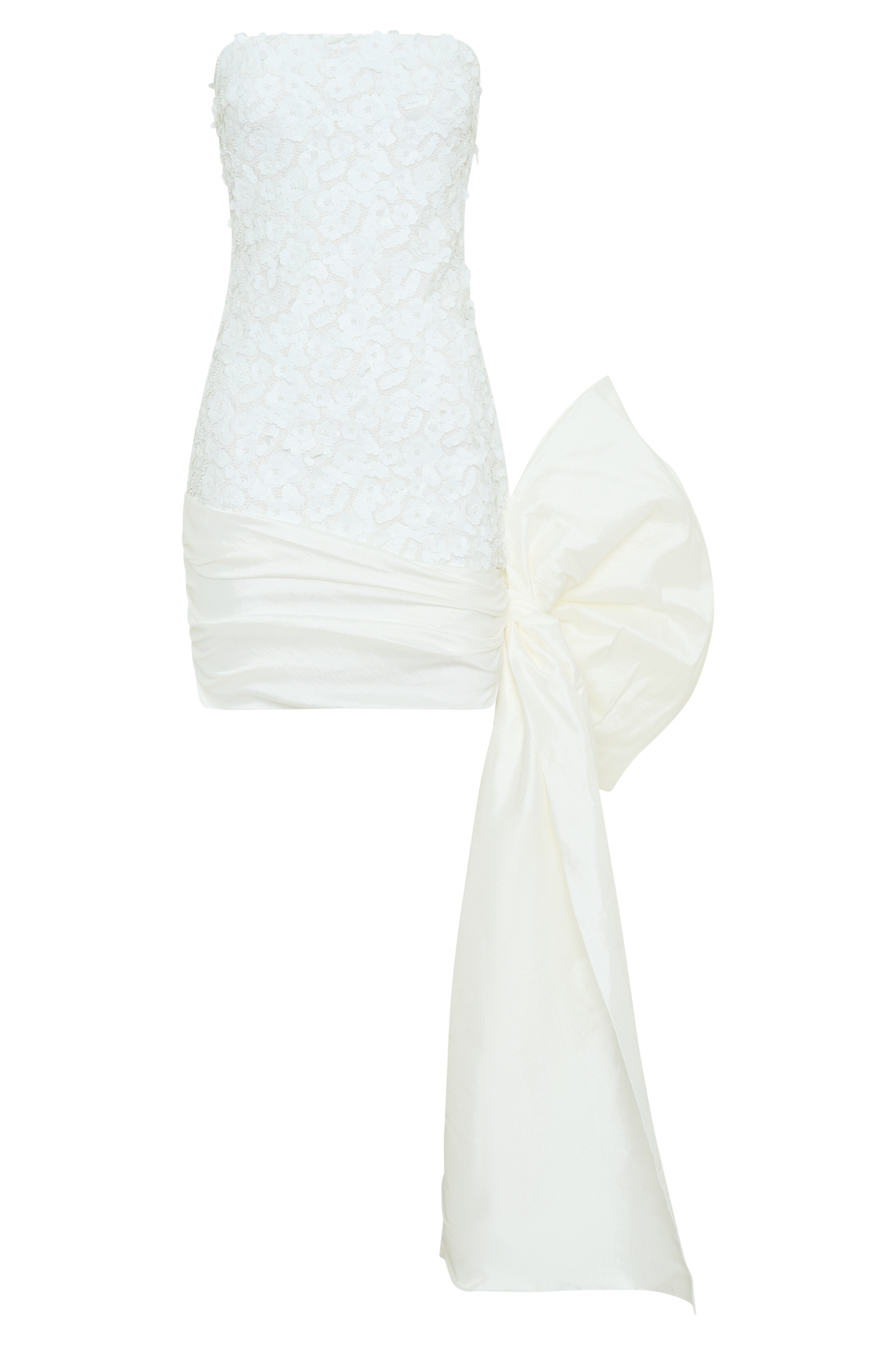 Franka Strapless Bow Mini Dress - White