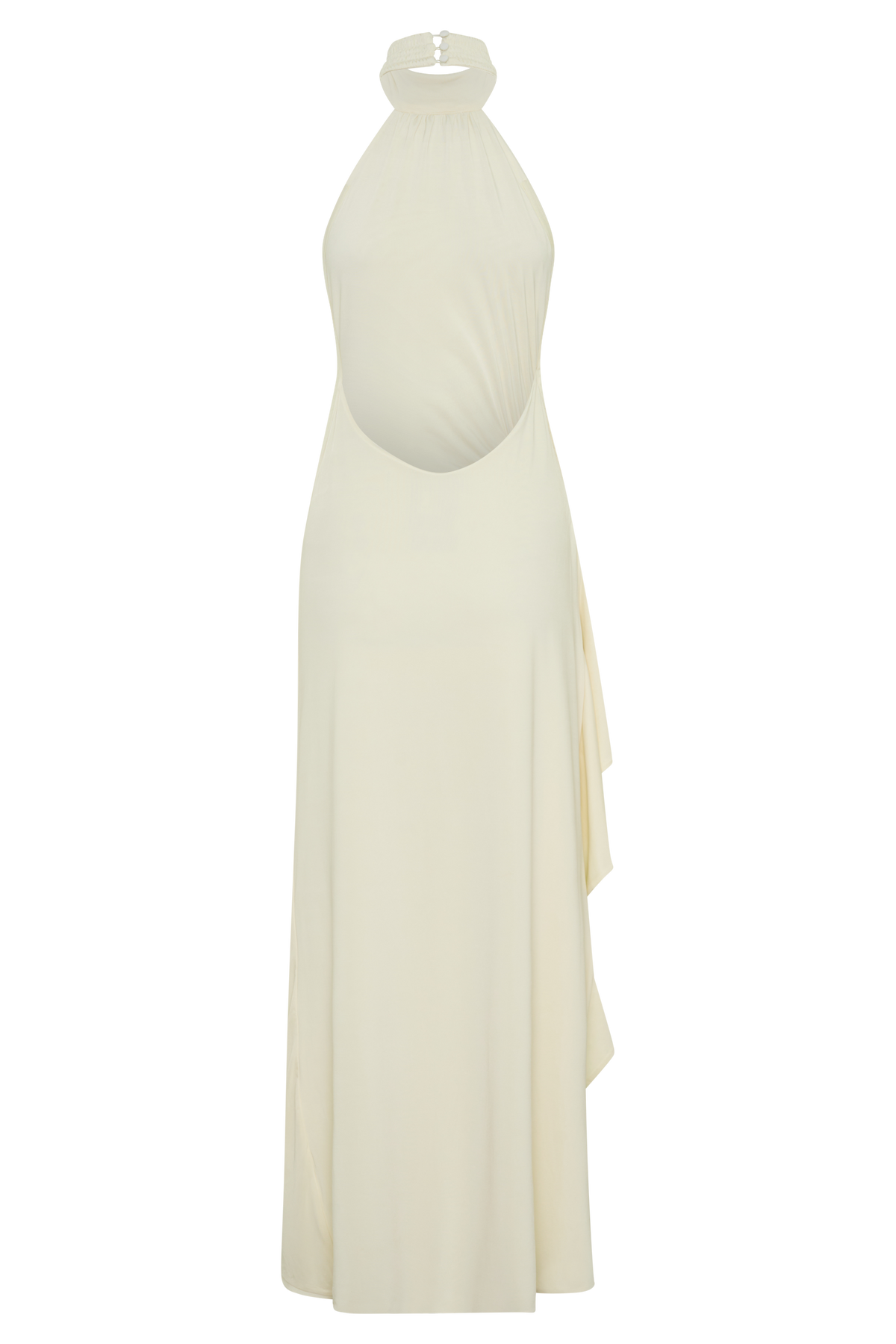 Andaluz High Neck Side Split Dress - Ivory