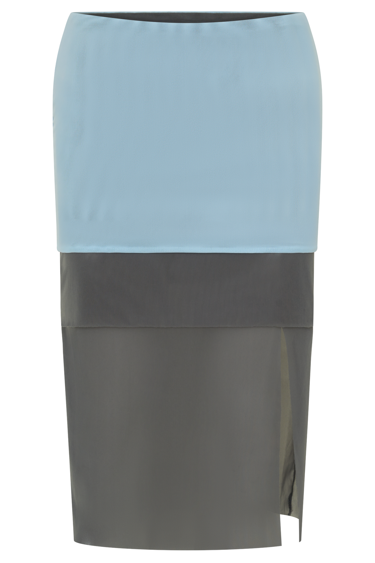 Arielle Mesh Layered Midi Skirt - Pale Blue/Navy