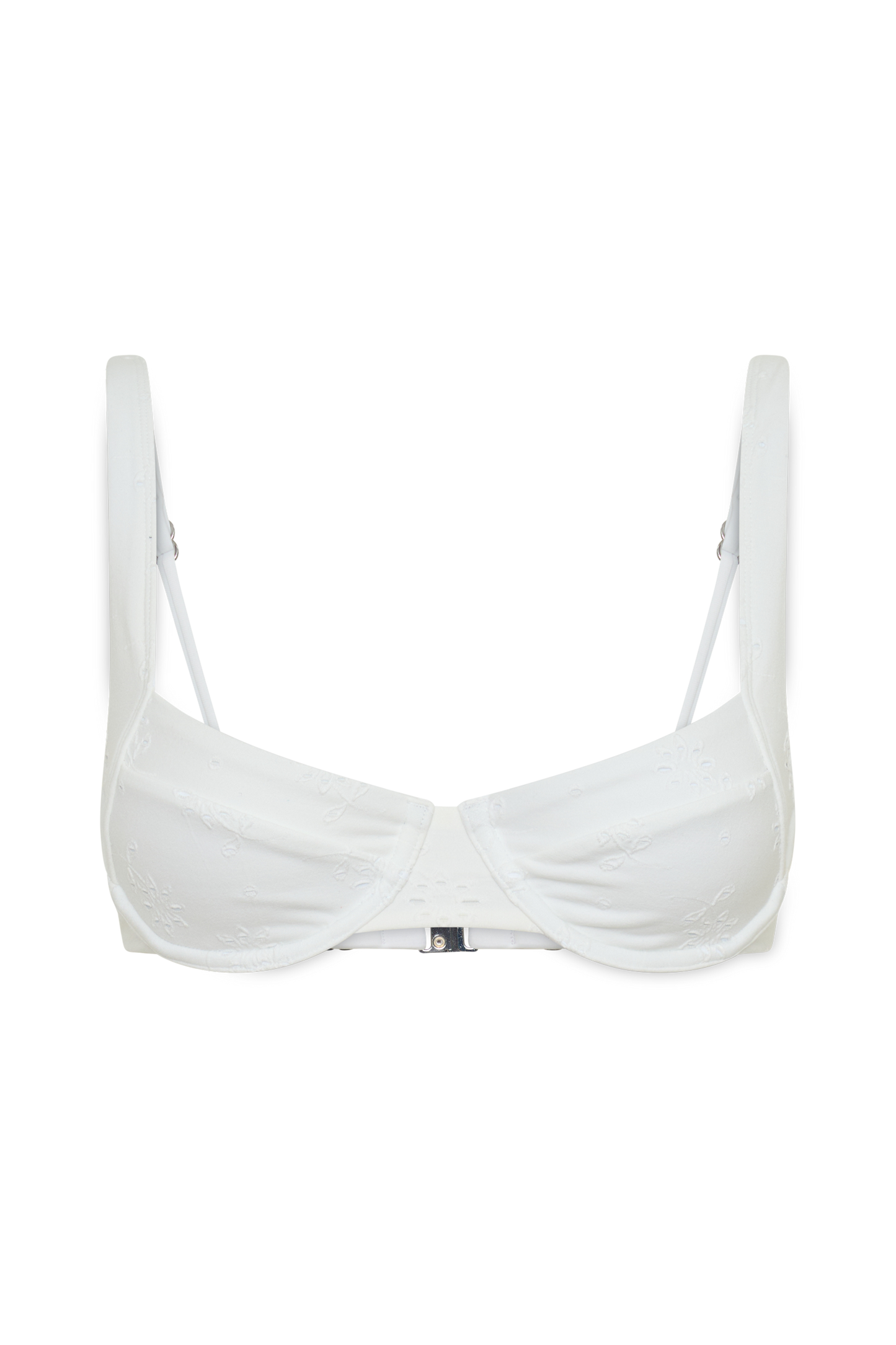 Abra Underwire Apex Bikini Top - White Textured Fabric