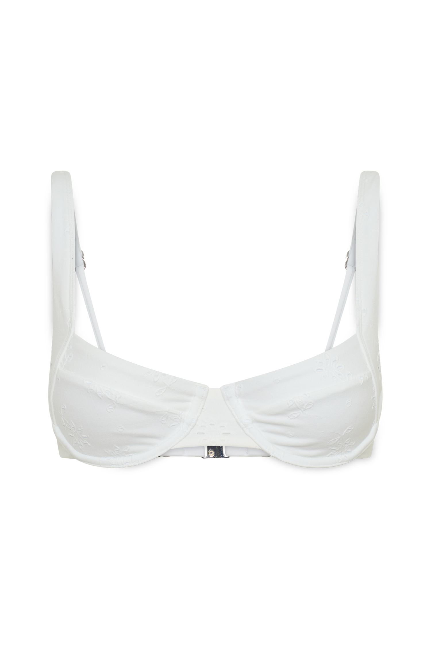 Abra Underwire Apex Bikini Top - White Textured Fabric #13