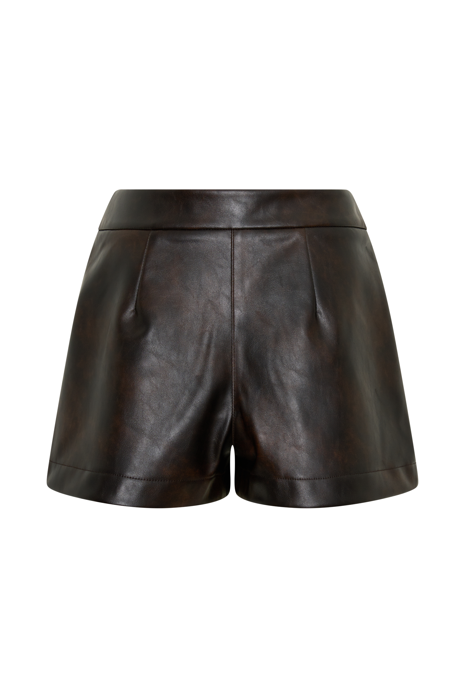 Adaline Faux Leather High Waisted Shorts - Dark Chocolate #8