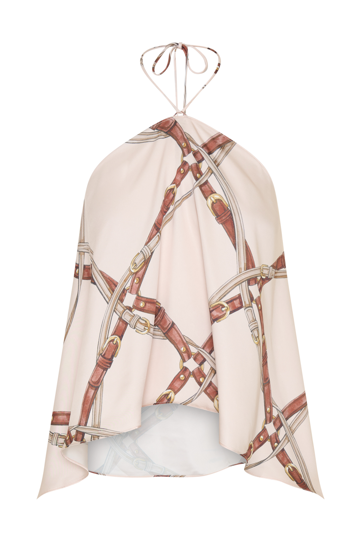 Adelaide Draped Satin Halter Top - Chain Print #9