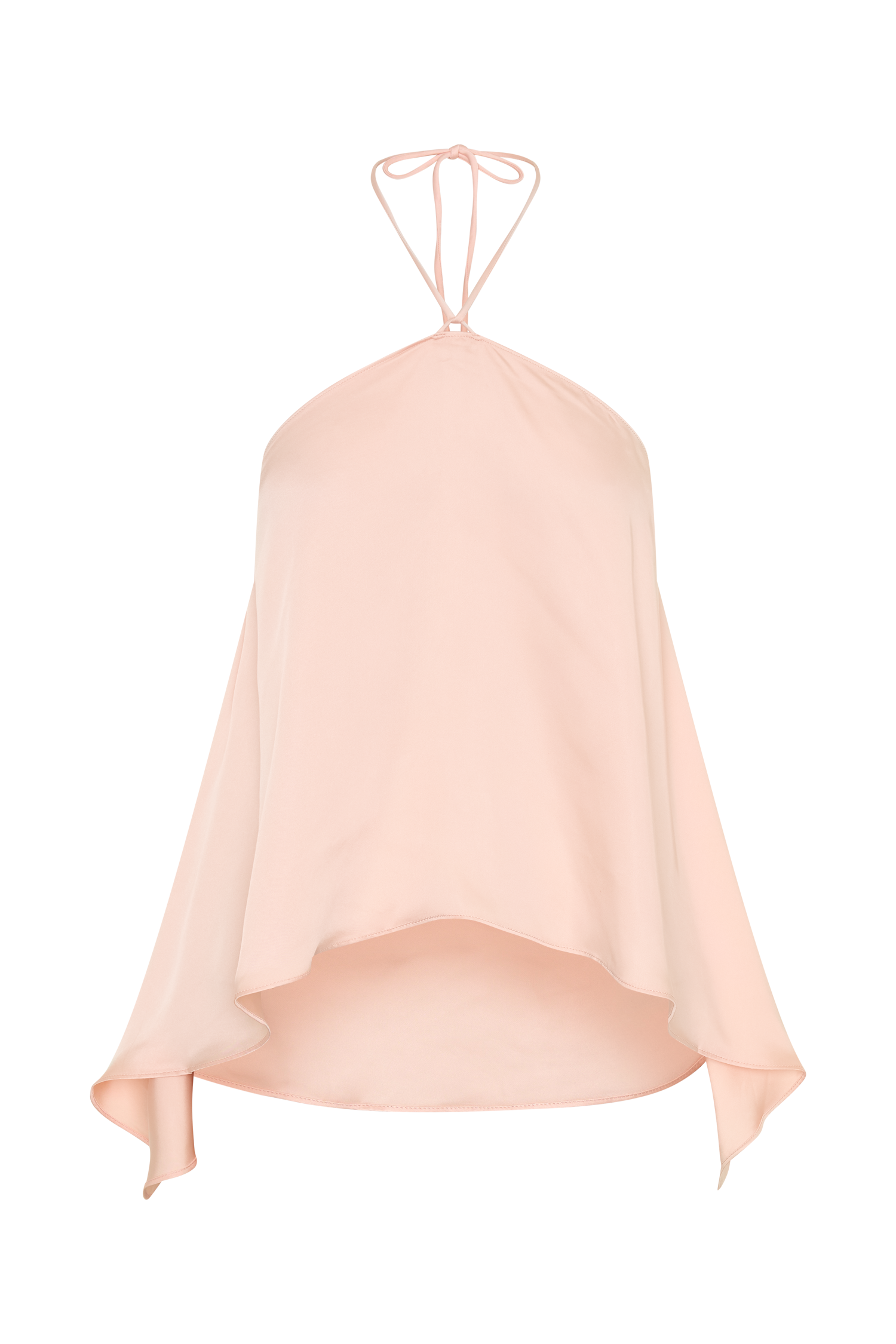 Adelaide Draped Satin Halter Top - Peach #10