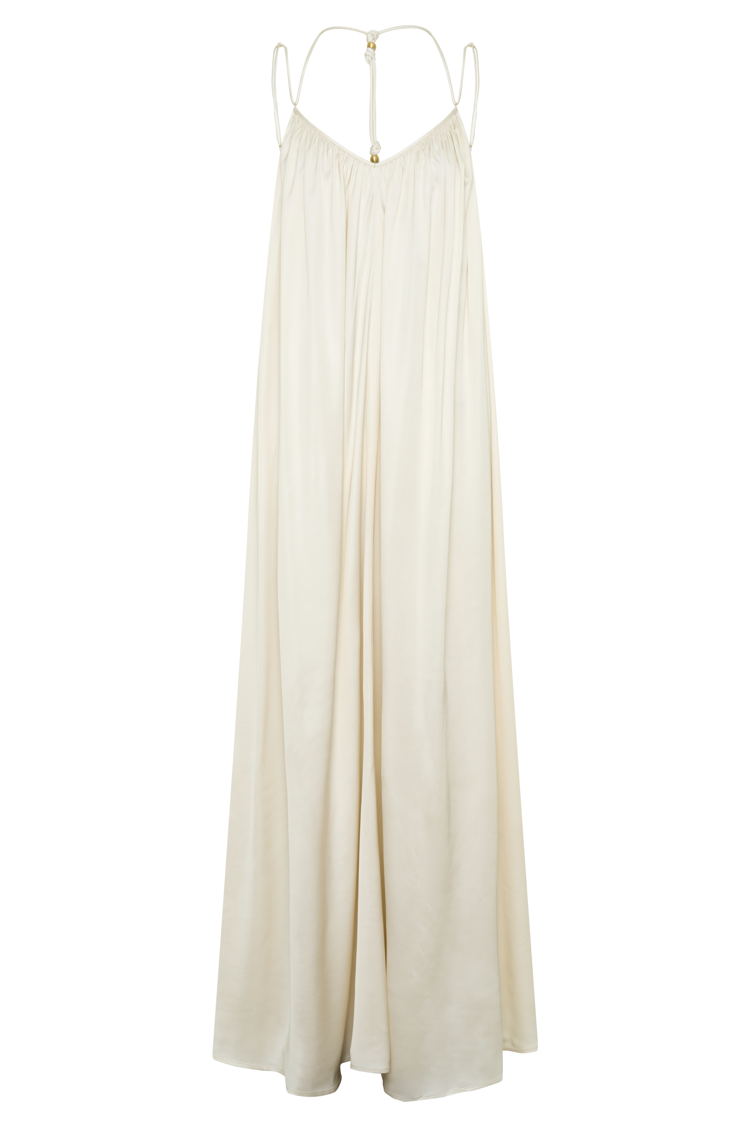 Adriana Satin Gathered Maxi Dress - Buttercream #9