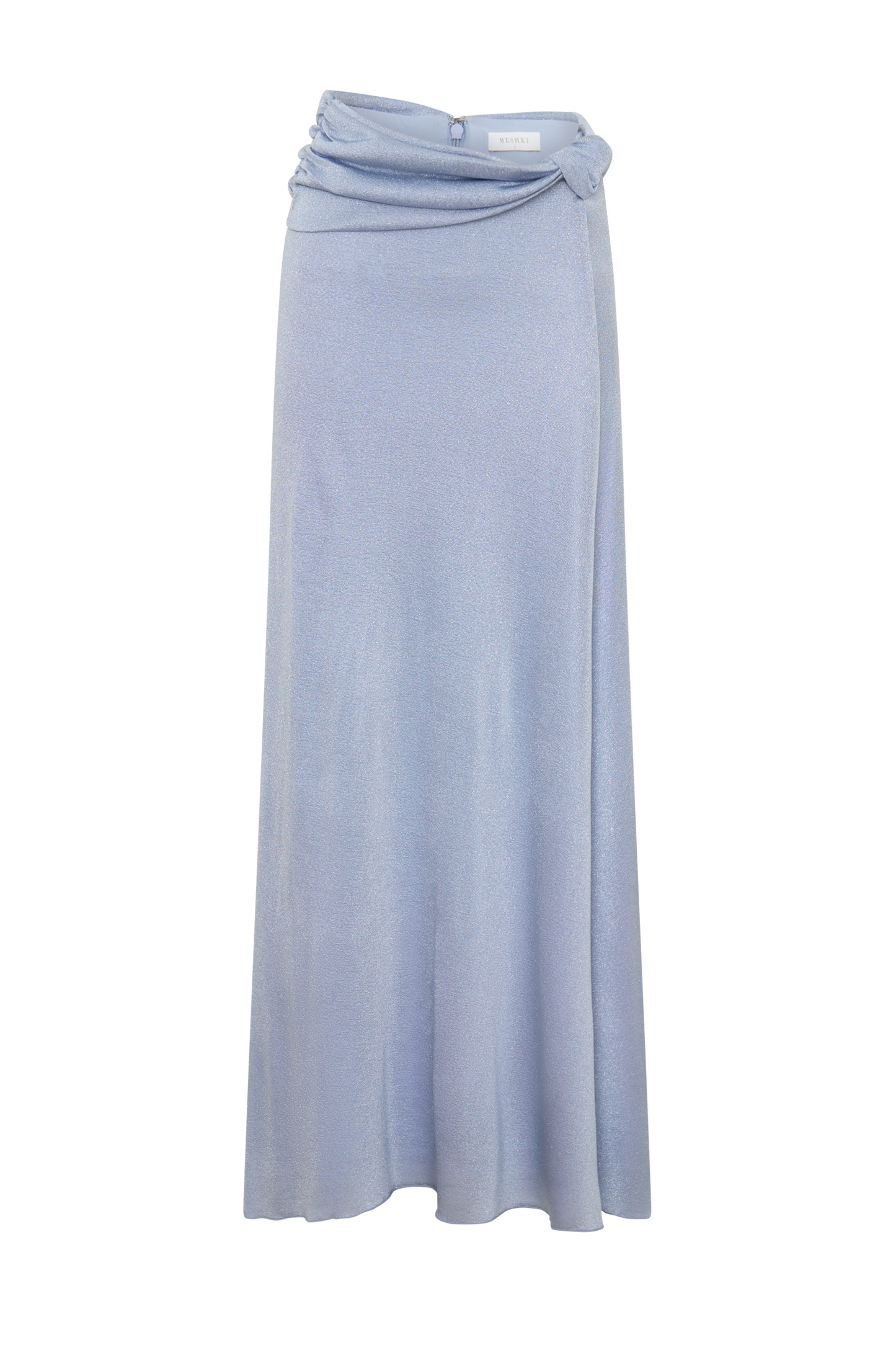 Adrienne Lurex Knot Maxi Skirt - Pastel Blue