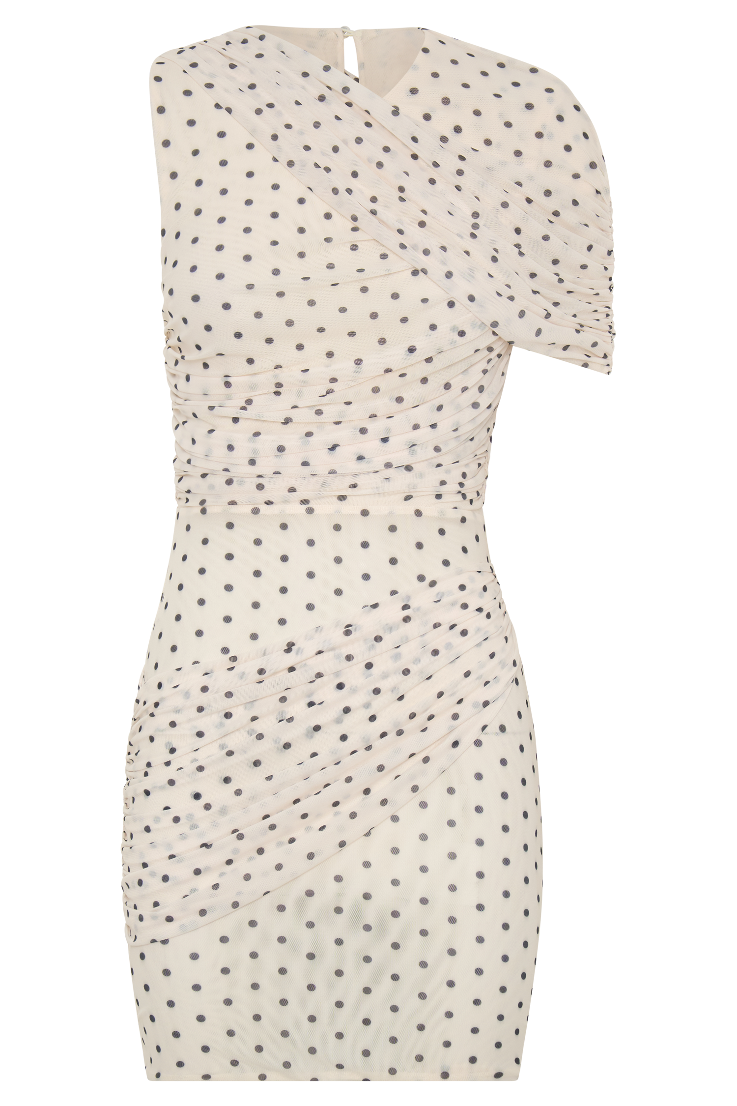 Adrienne One Shoulder Mesh Mini Dress - Polka Dot #9