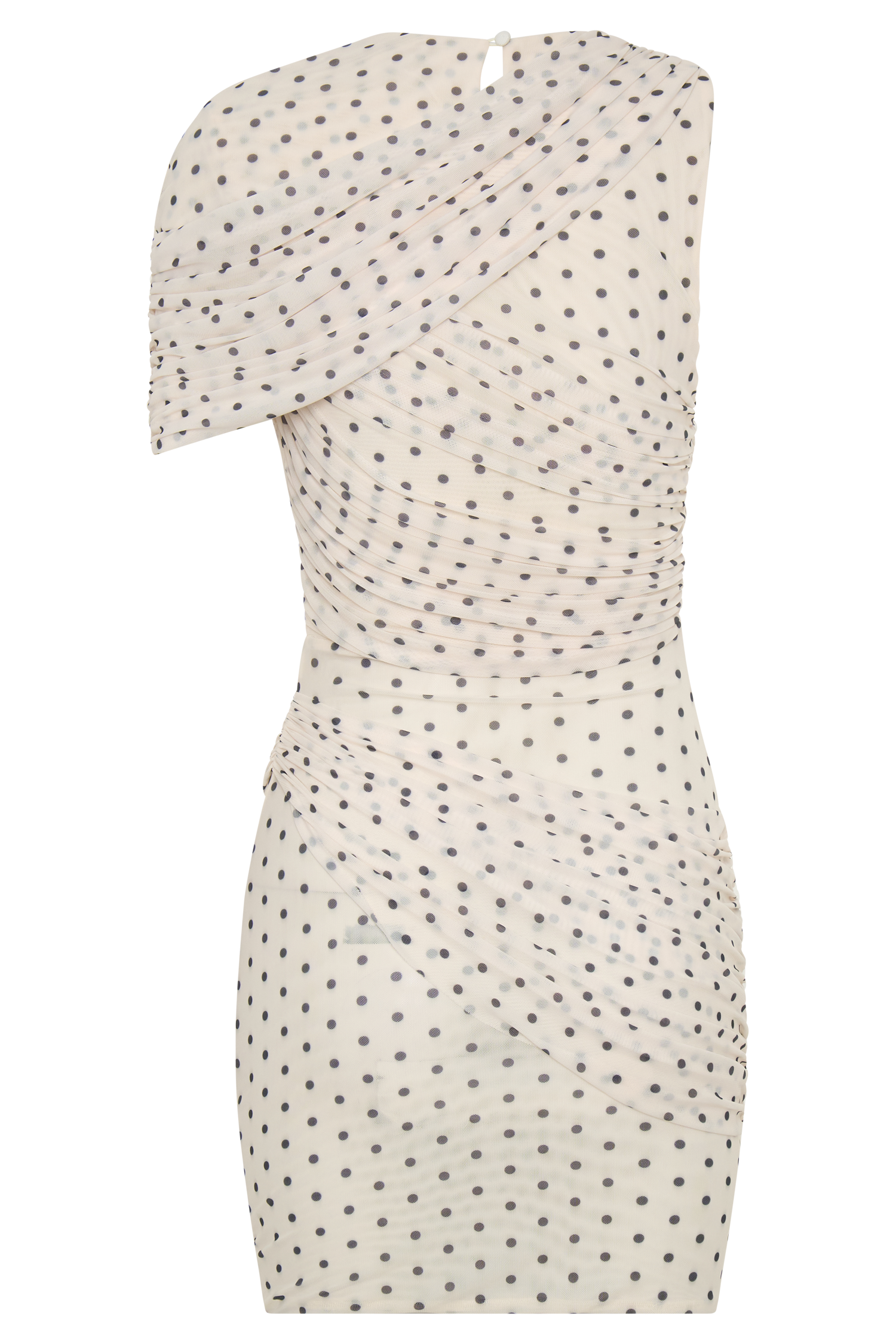 Adrienne One Shoulder Mesh Mini Dress - Polka Dot #8