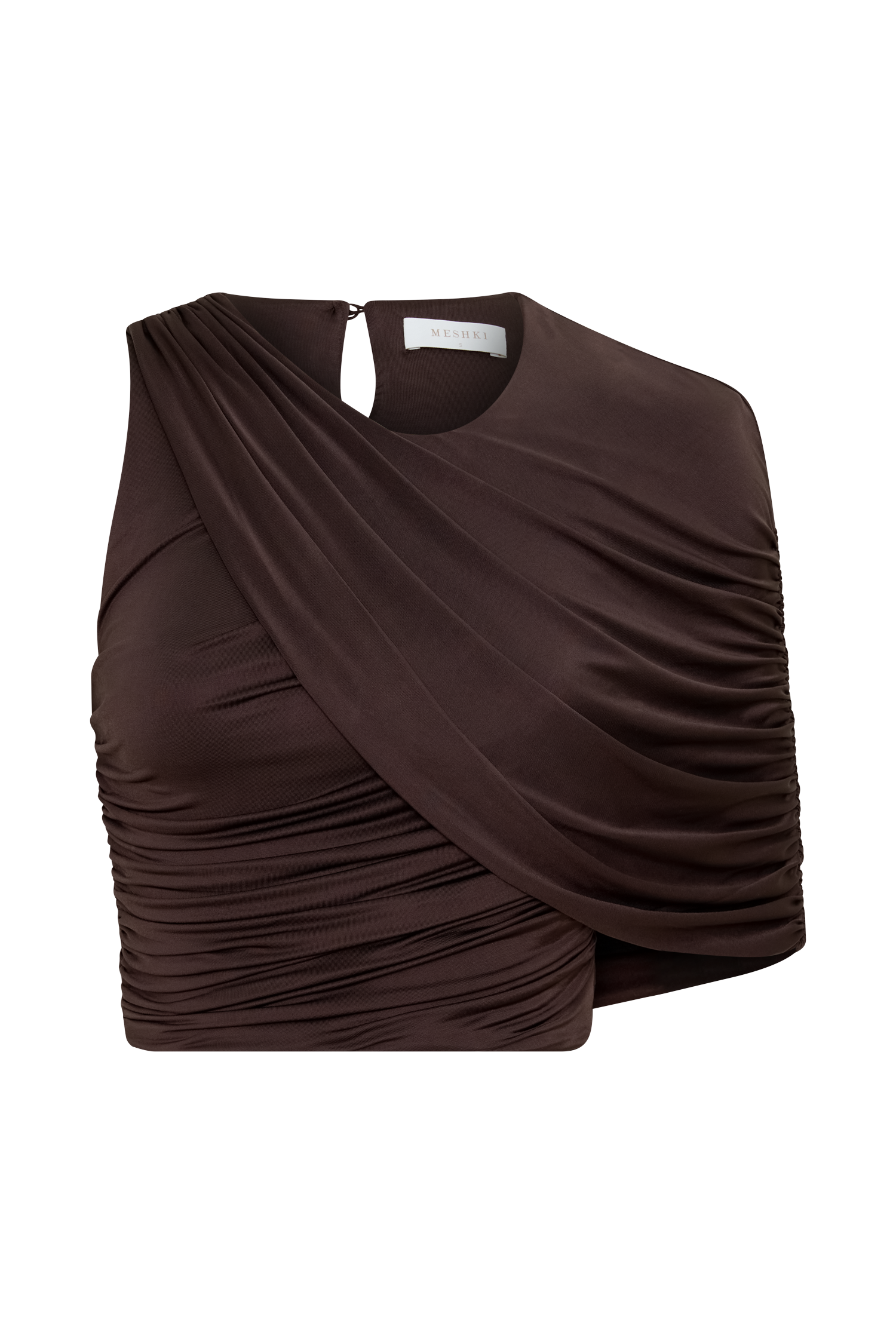 Adrienne One Shoulder Slinky Top - Chocolate #9
