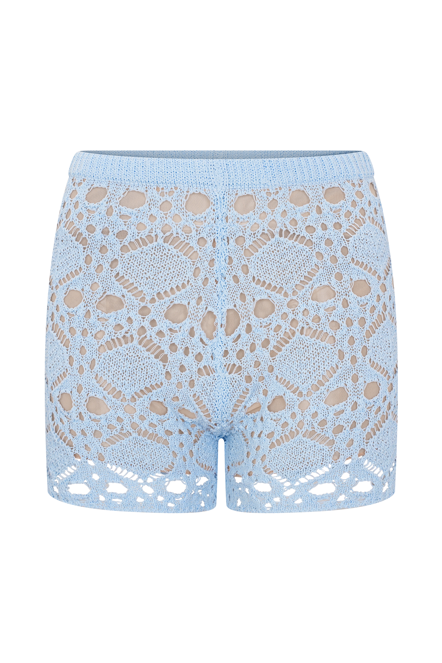 Aeline Crochet Knit Shorts - Sky Blue #7