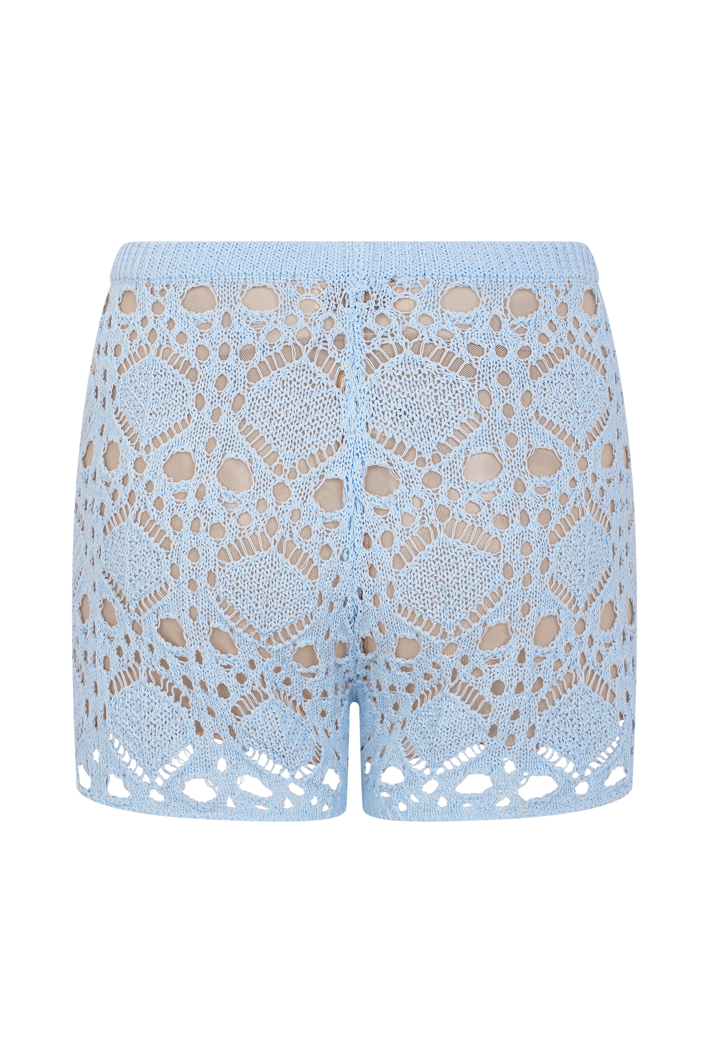 Aeline Crochet Knit Shorts - Sky Blue