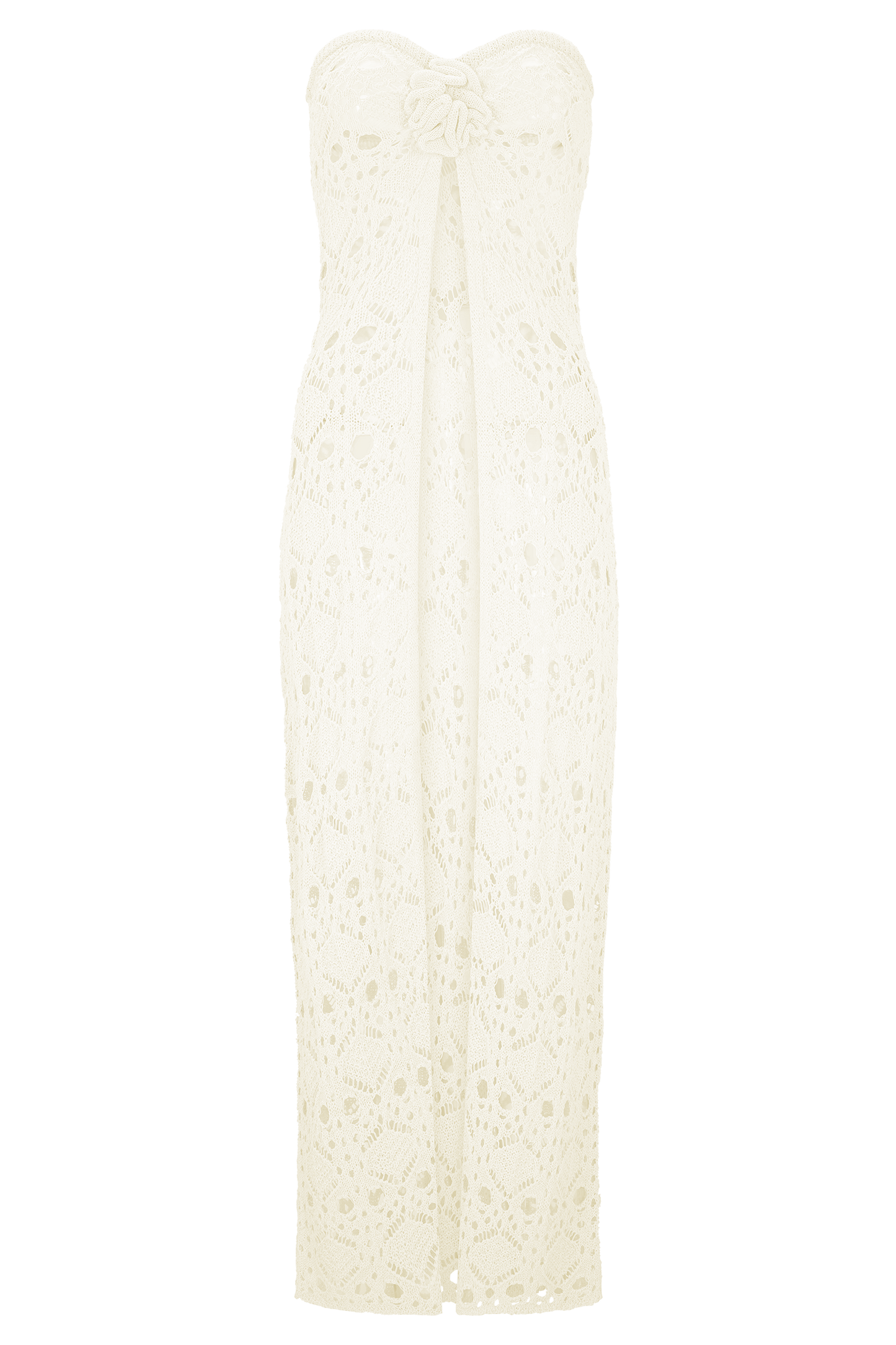 Aeline Strapless Crochet Knit Top - Ivory