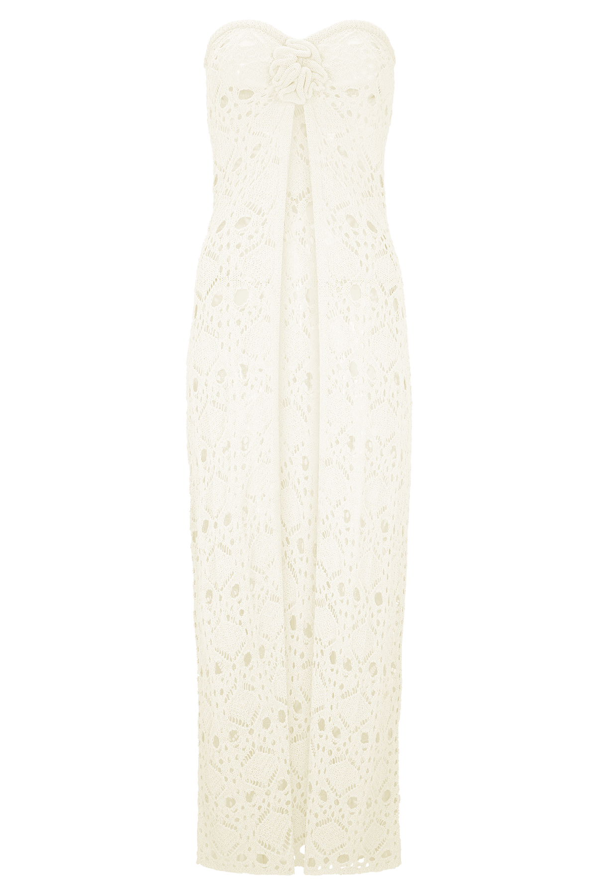 Aeline Strapless Crochet Knit Top - Ivory #7