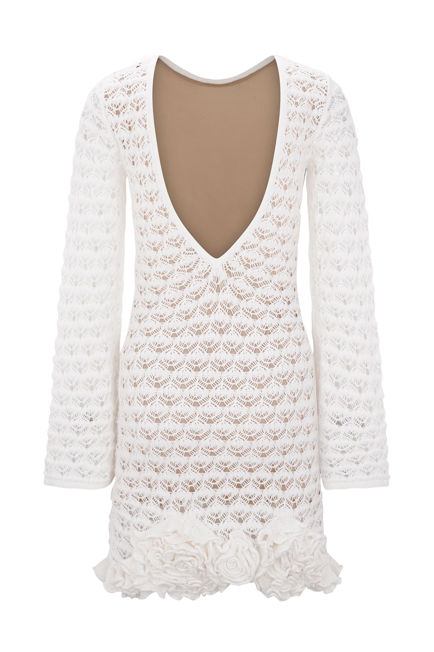 Aileen Ruffle Crochet Mini Dress - Ivory