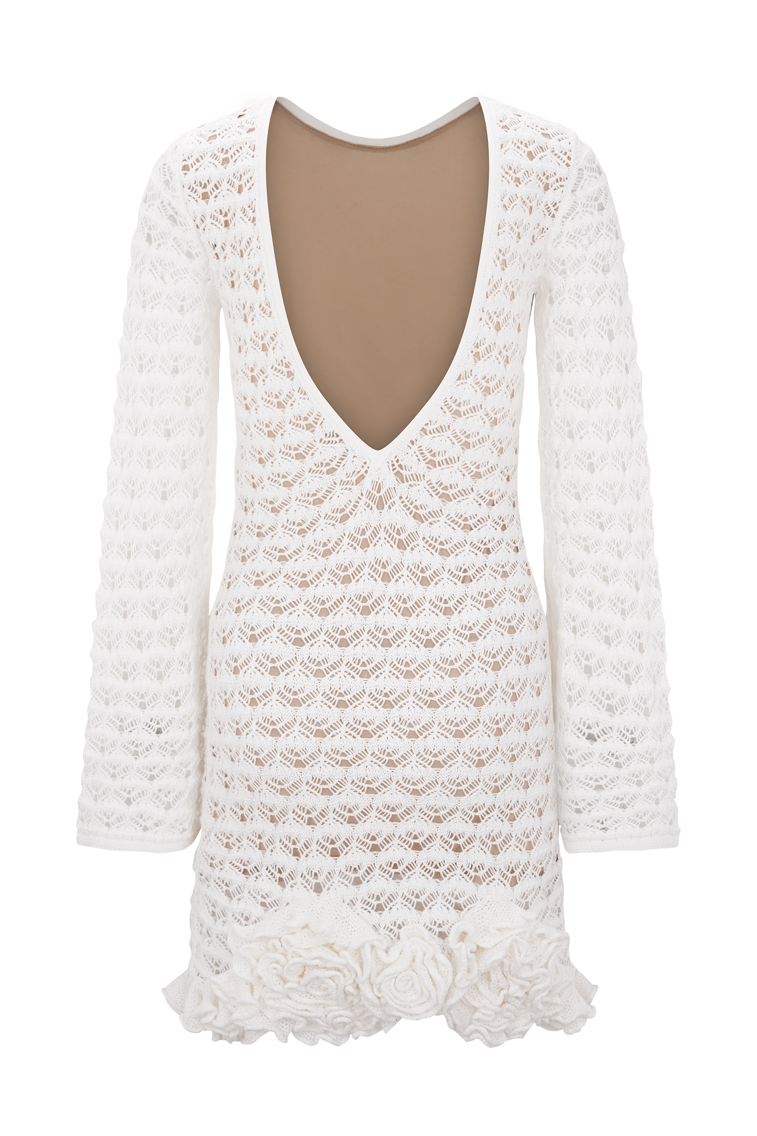 Aileen Ruffle Crochet Mini Dress - Ivory #8
