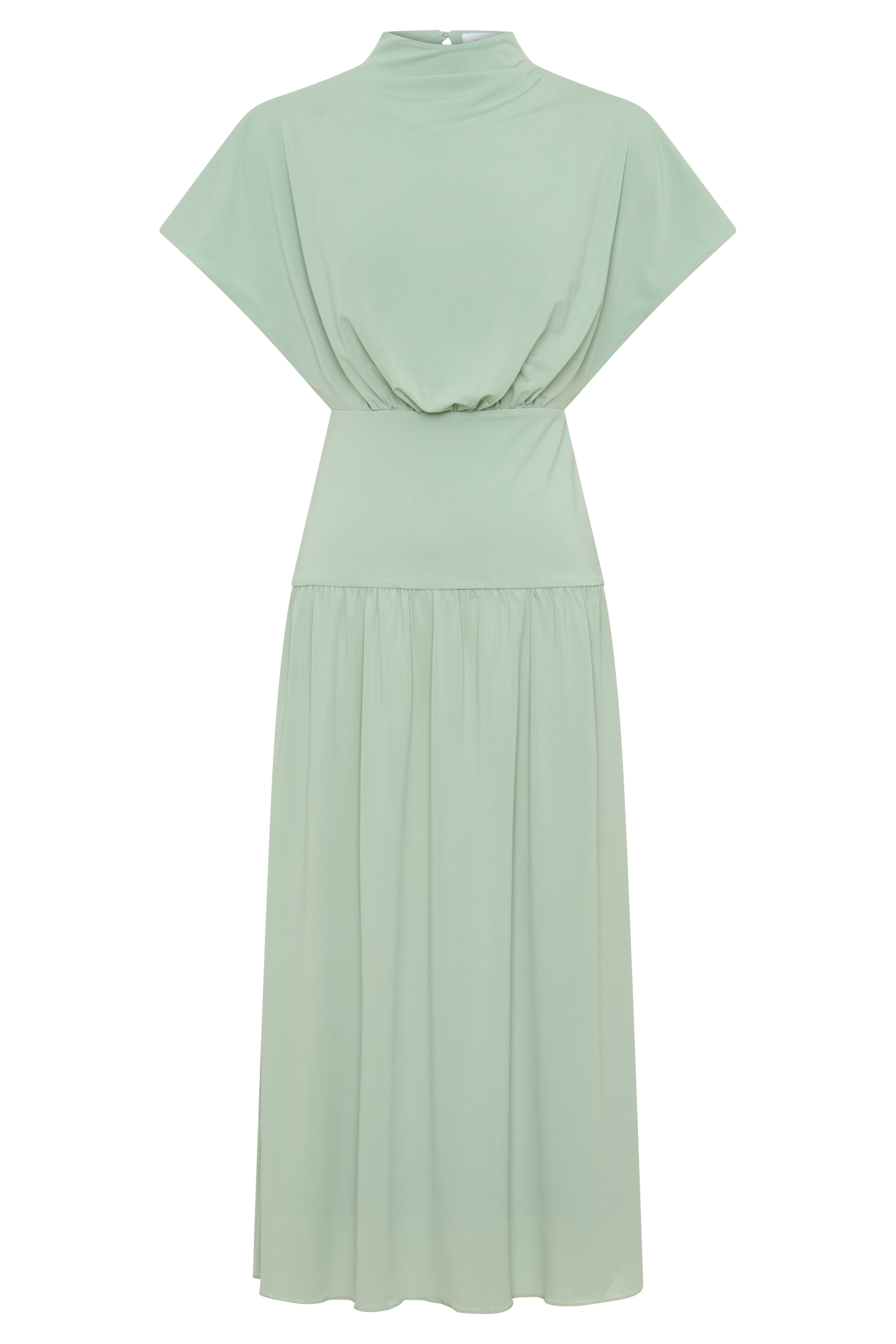 Ailla High Neck Cowl Midi Dress - Aqua Grey #7