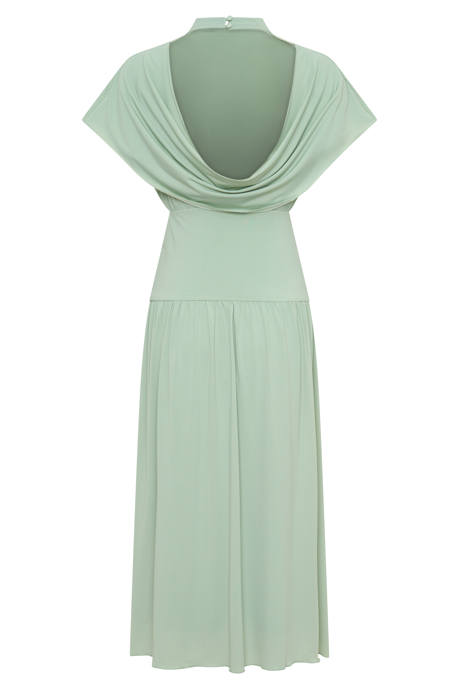 Ailla High Neck Cowl Midi Dress - Aqua Grey #6
