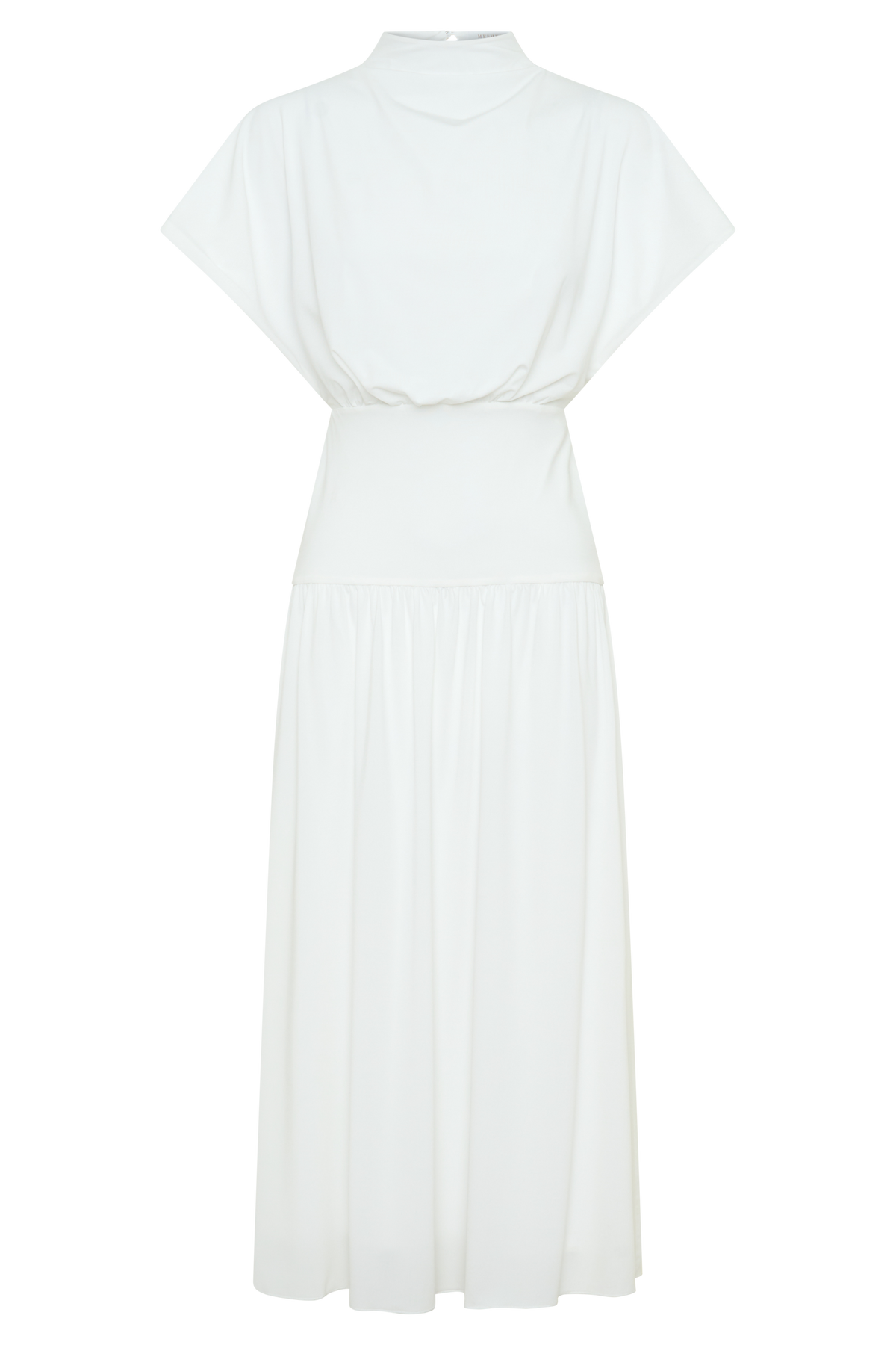 Ailla High Neck Cowl Midi Dress - White #8
