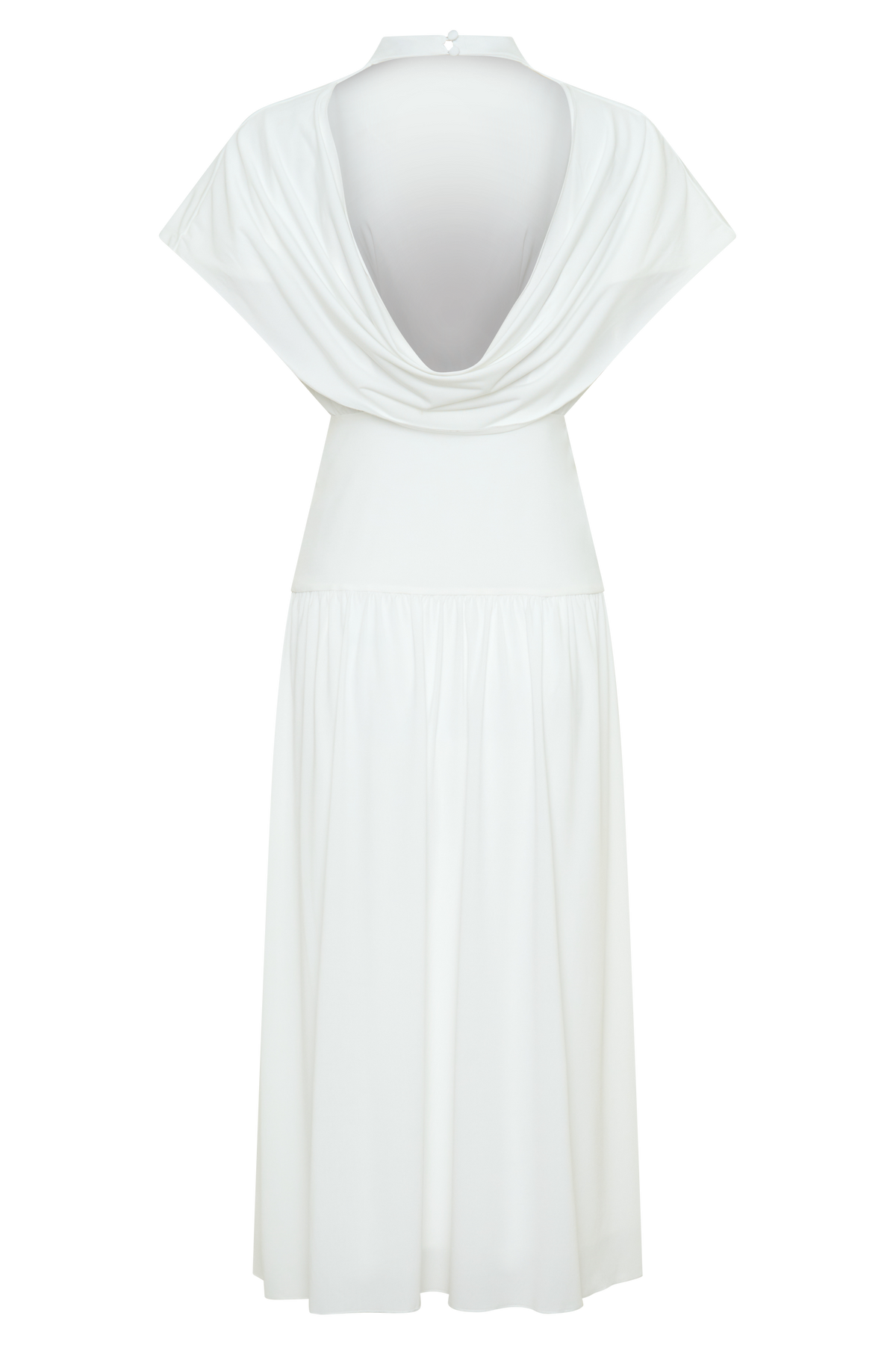 Ailla High Neck Cowl Midi Dress - White #7
