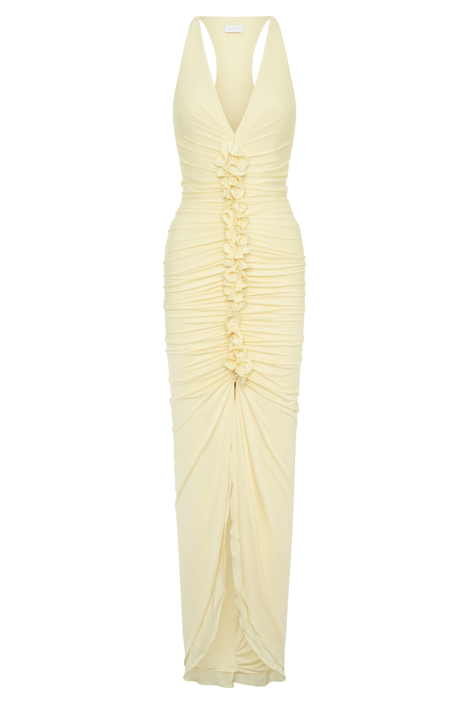 Alessandra Slinky Ruffle Maxi Dress - Lemon #7