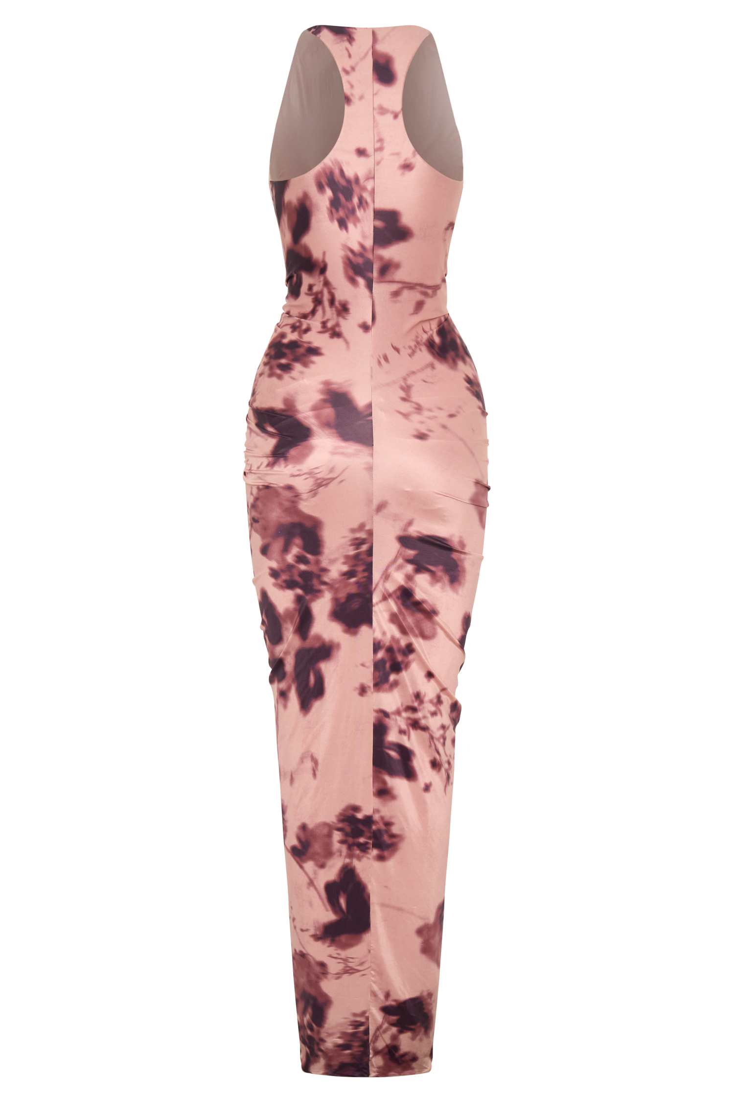 Alessandra Slinky Ruffle Maxi Dress - Pink Blurred Floral Print #8