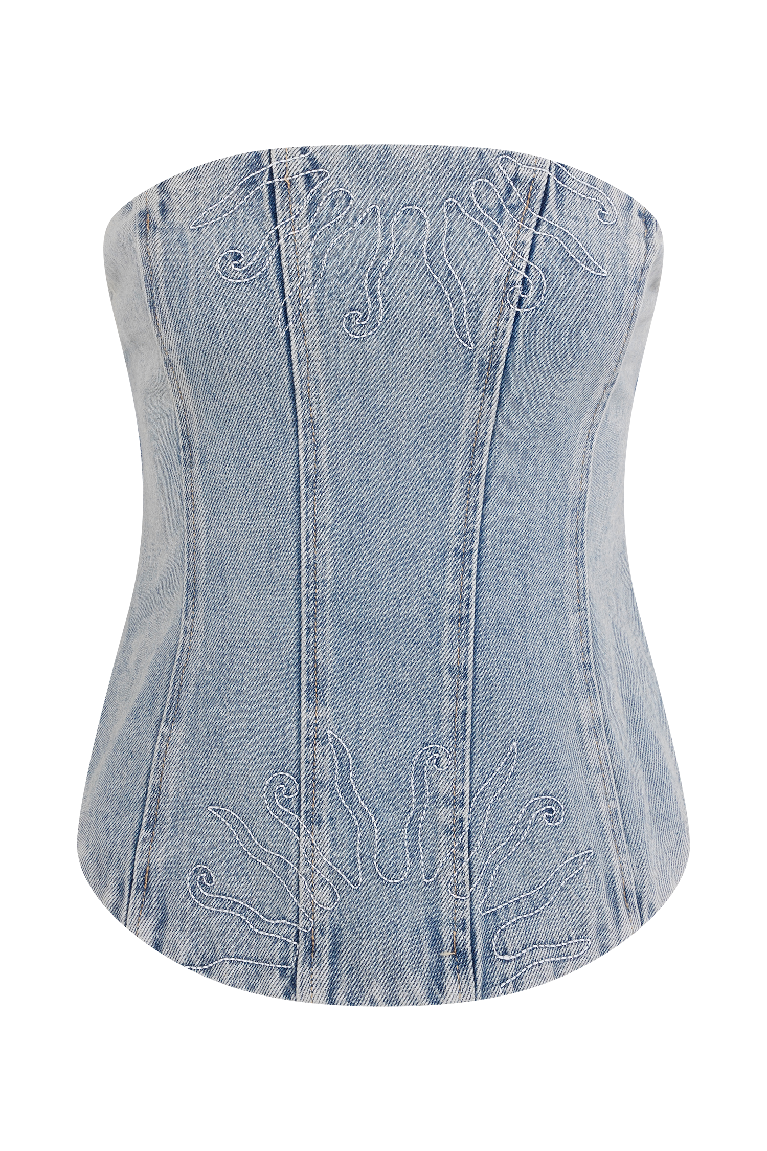 Alessia Embroidered Denim Corset - Light Vintage #9