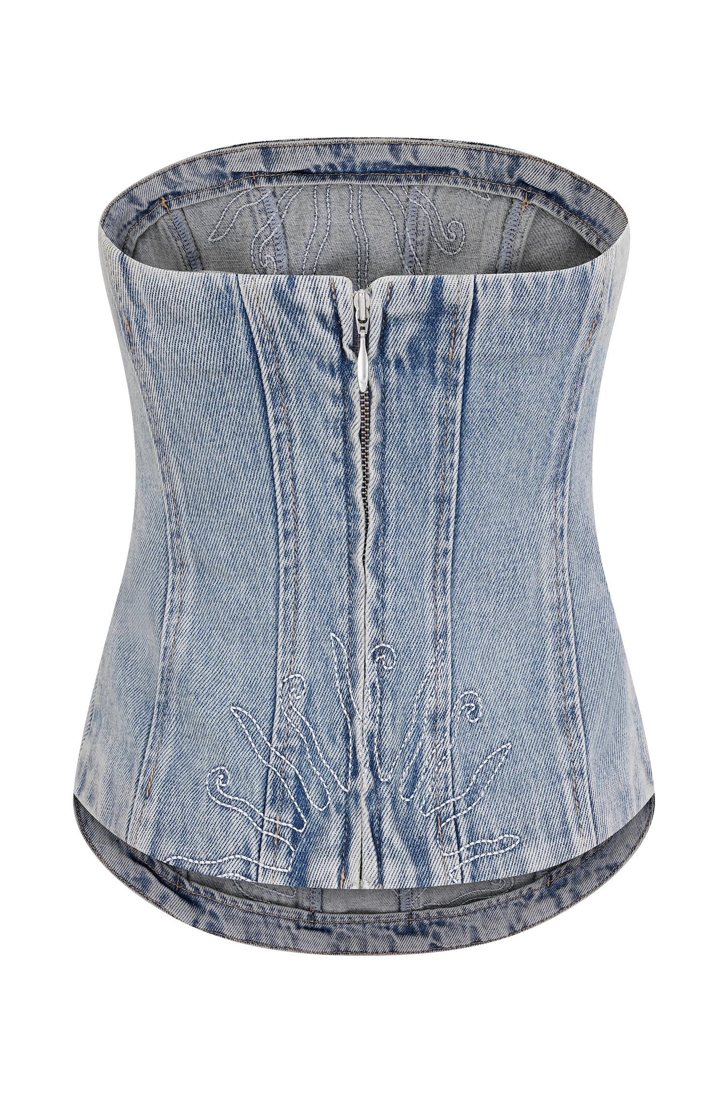 Alessia Embroidered Denim Corset - Light Vintage #8