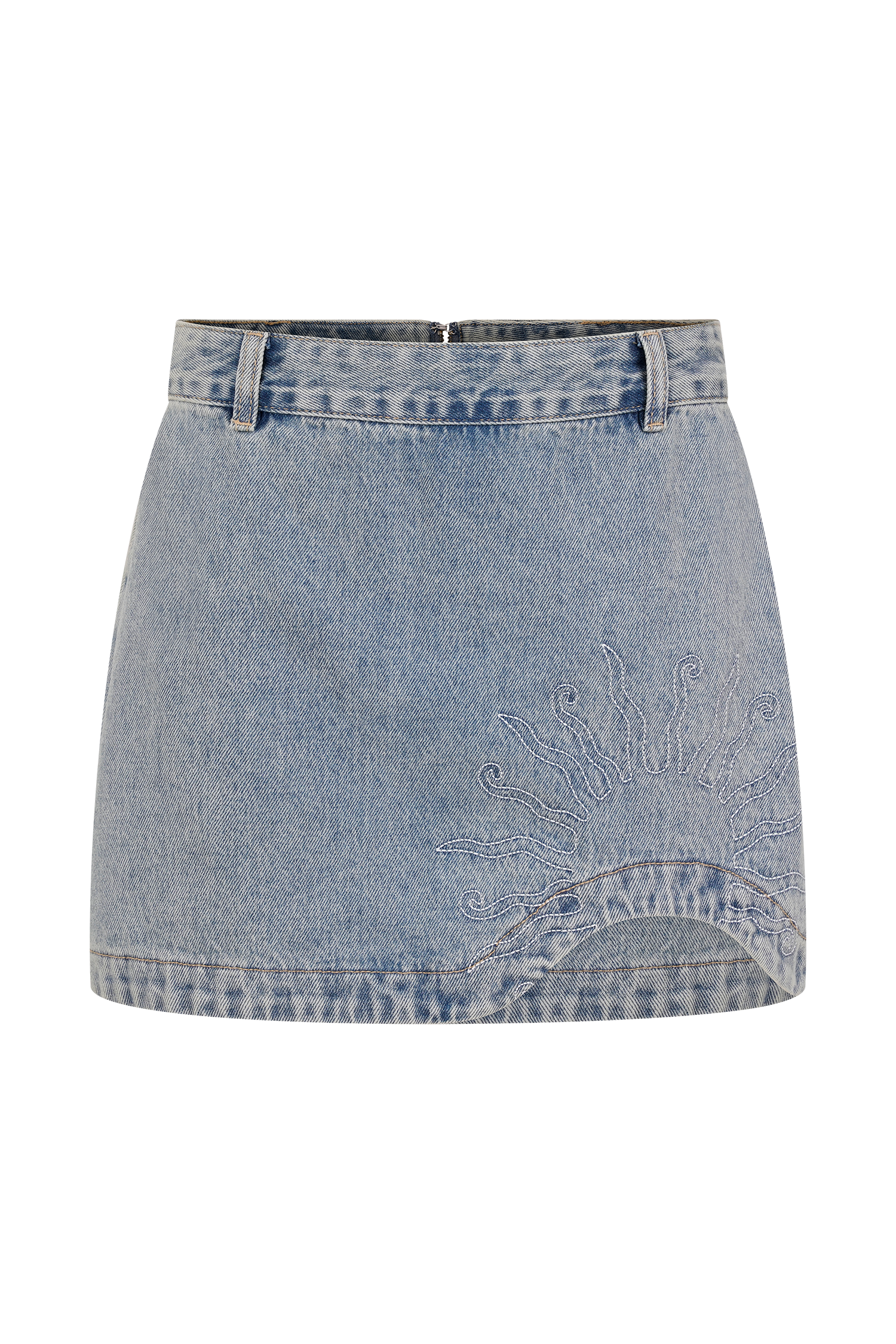 Alessia Embroidered Denim Mini Skirt - Light Vintage #9