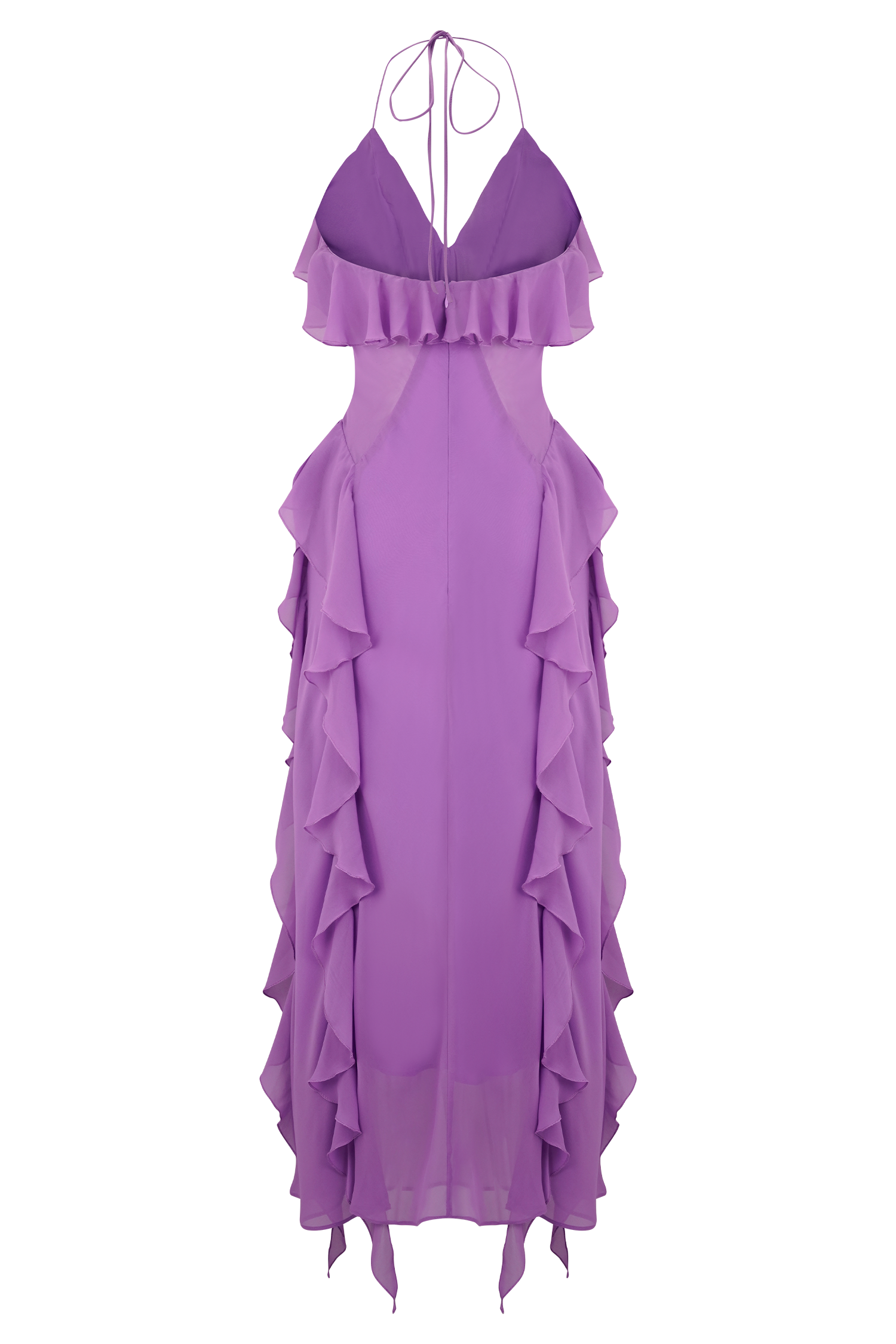 Aleyna Chiffon Ruffle Midi Dress - Purple #6