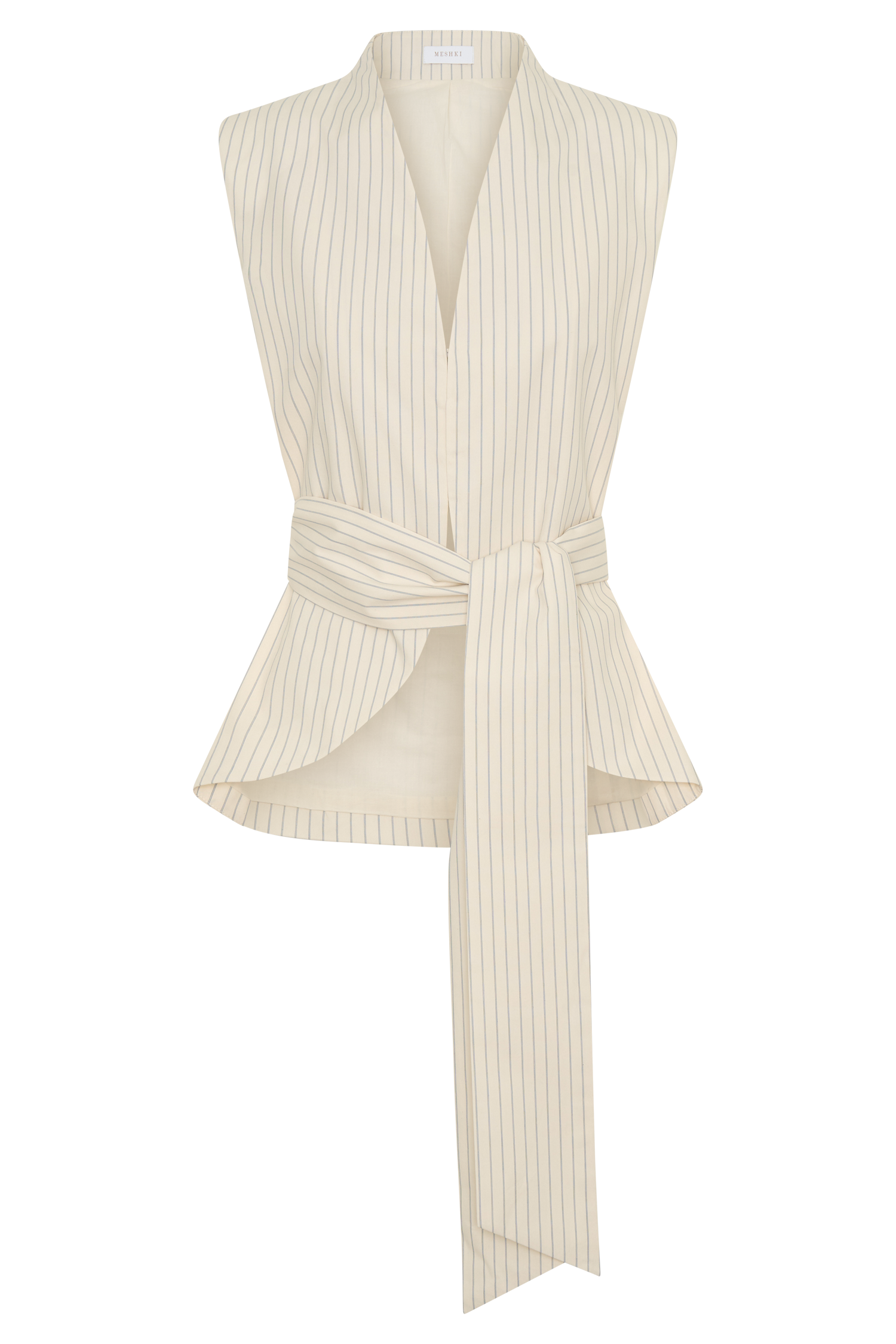 Alina Waist Tie Sleeveless Top - Stripe #12