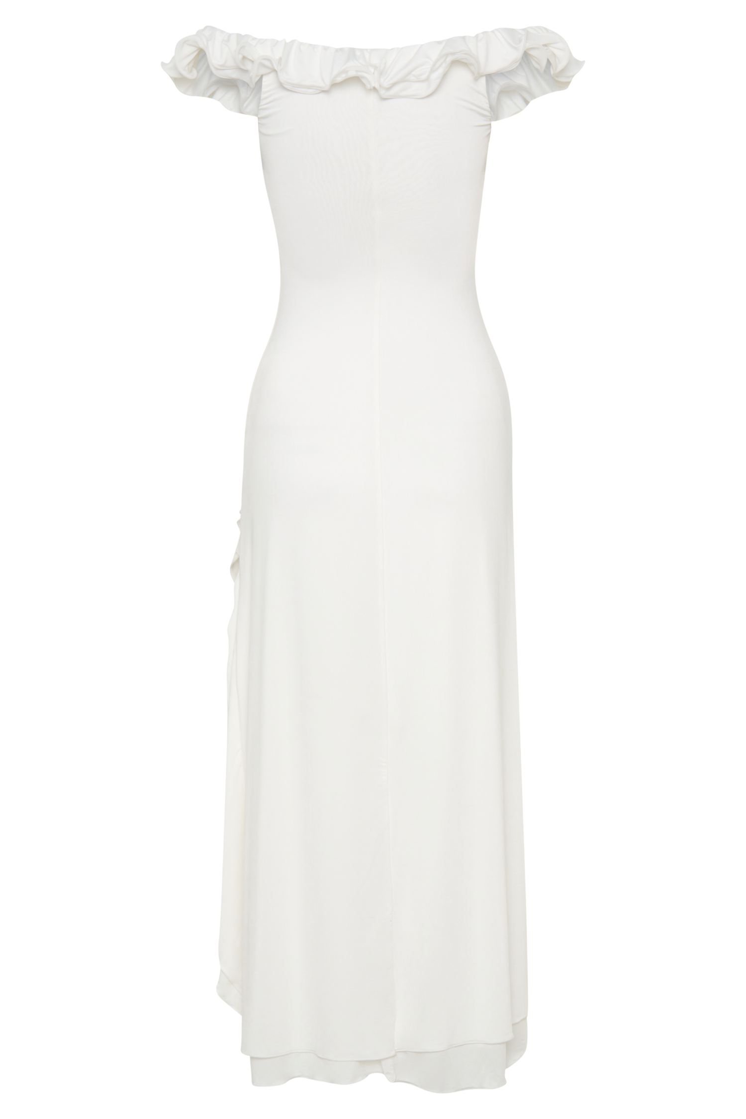 Allegra Off Shoulder Ruffle Midi Dress - Ivory #7