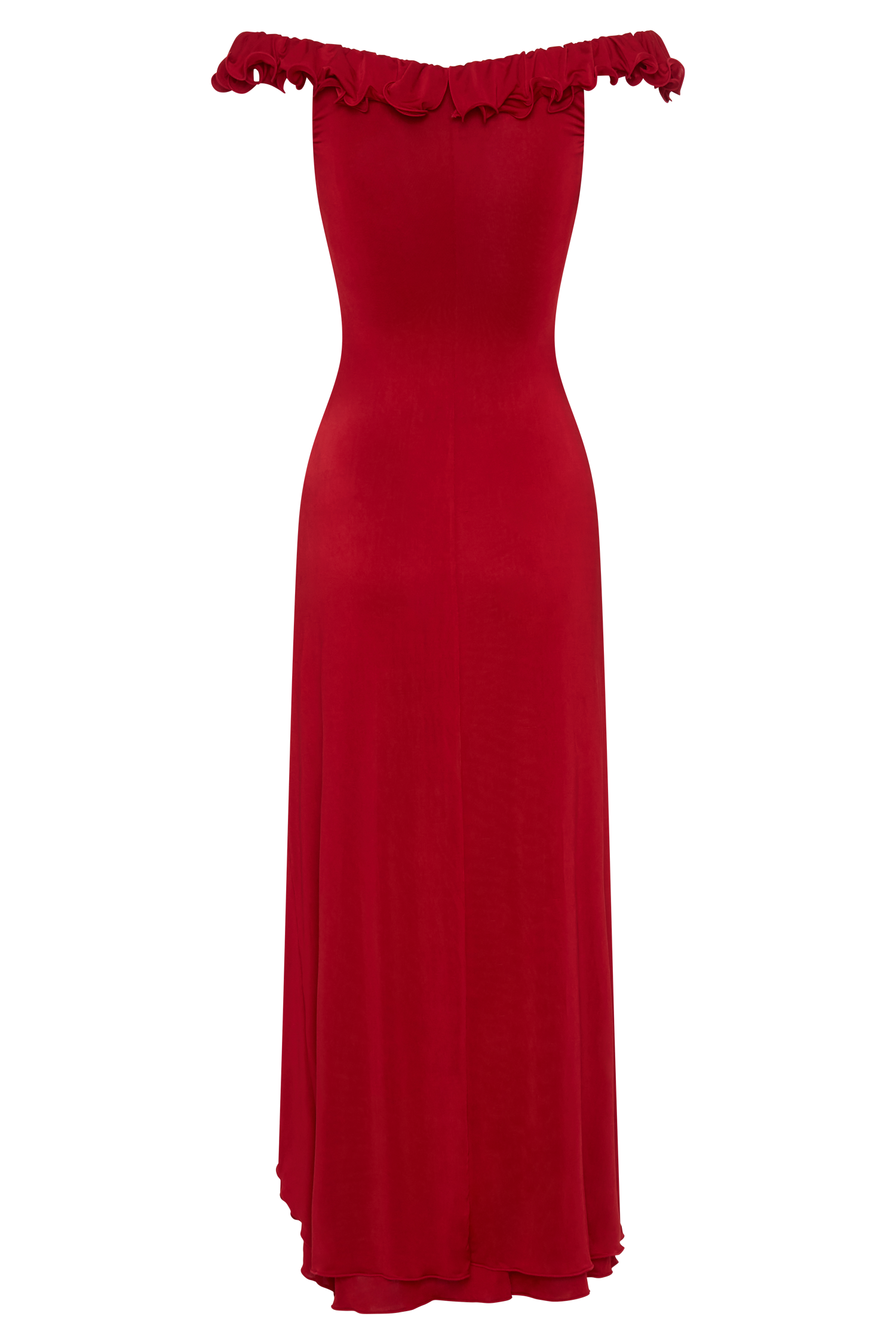 Allegra Off Shoulder Ruffle Midi Dress - Ruby #8
