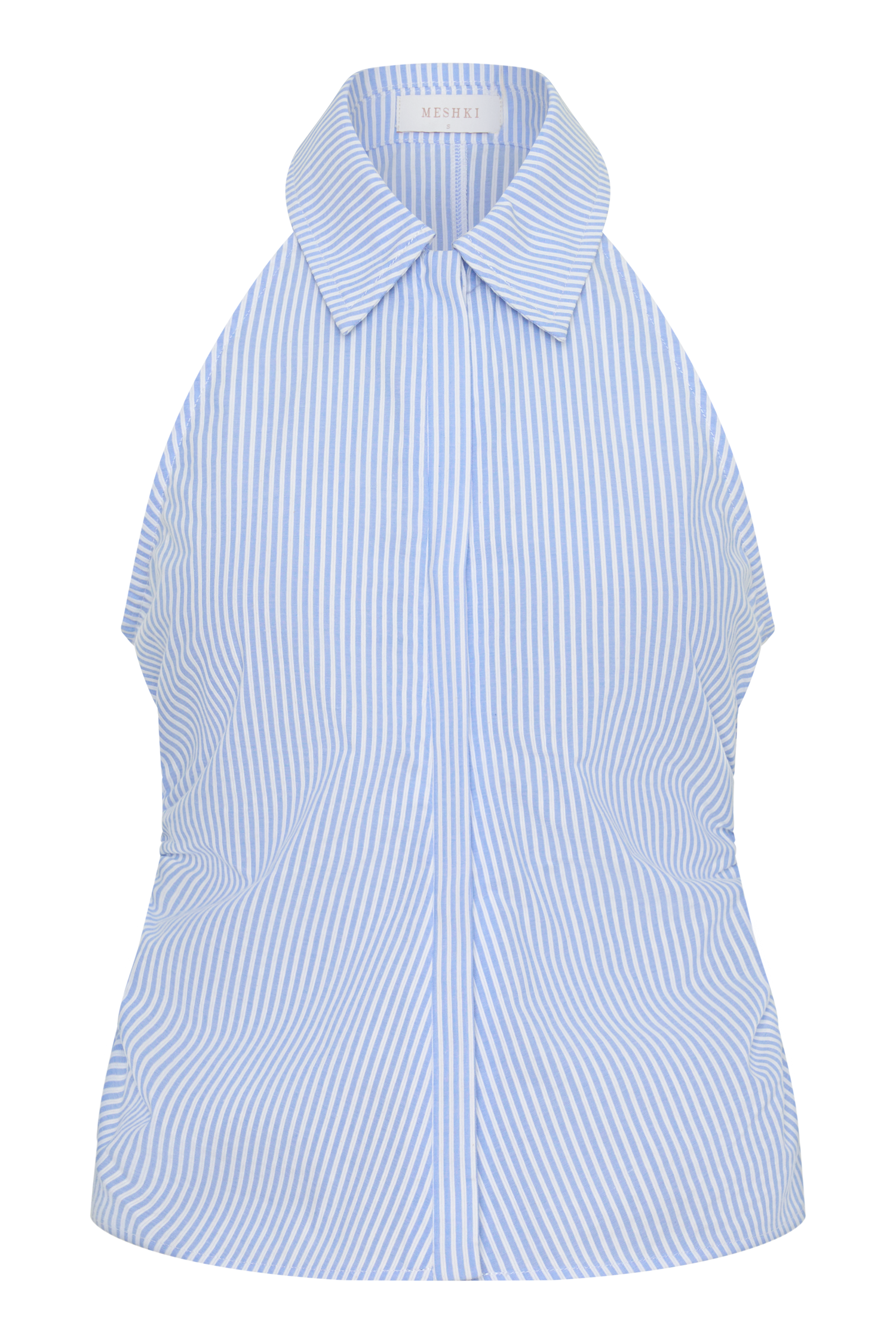 Allison Halter Sleeveless Shirt - Blue Pinstripe #9