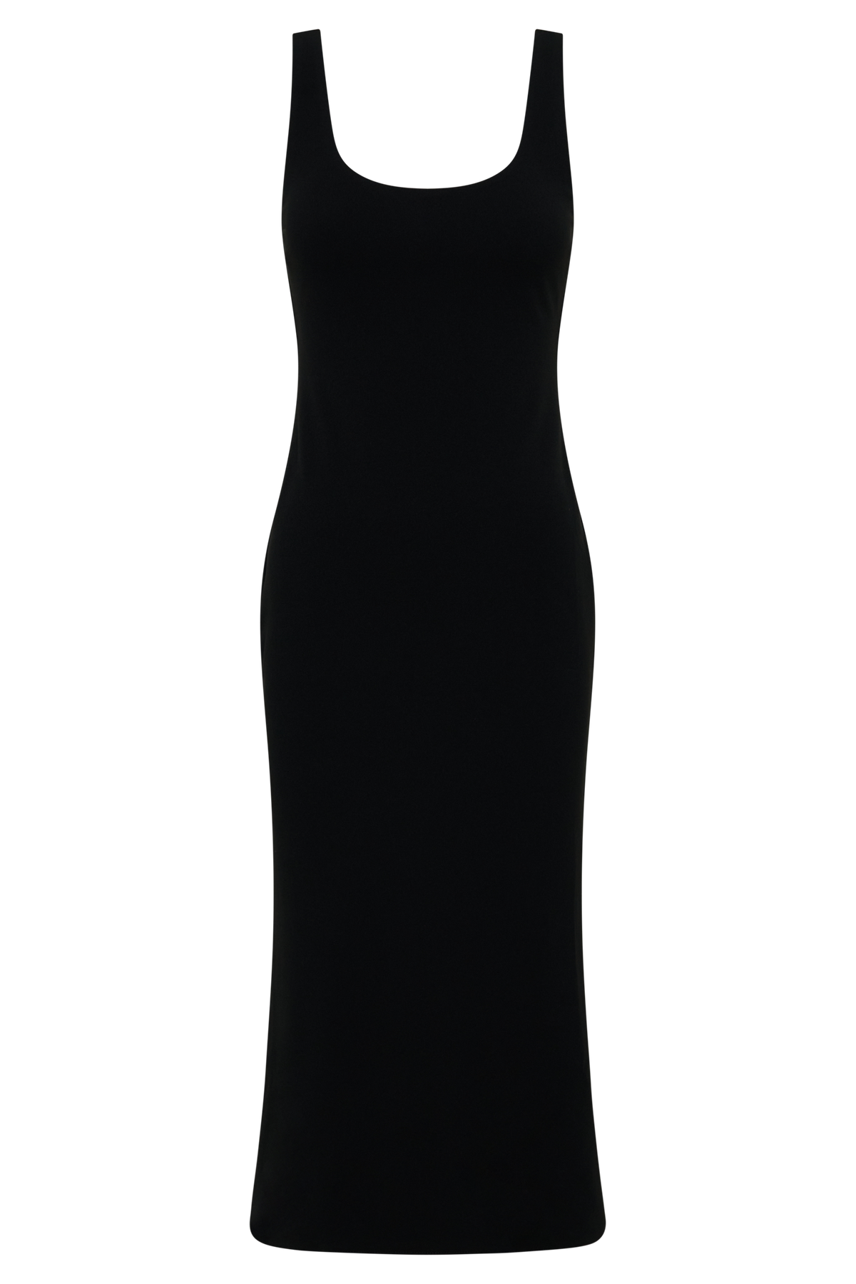 Allyra Scoop Stretch Crepe Midi Dress - Black #7