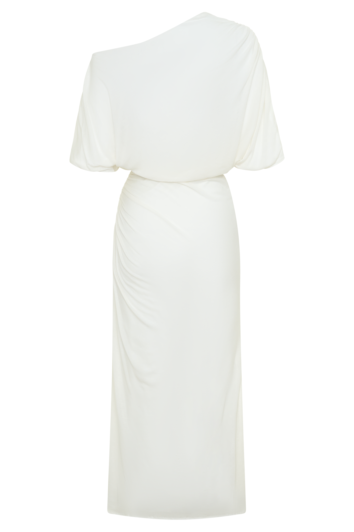 Alva Wool Lyocell Draped Midi Dress - White #6
