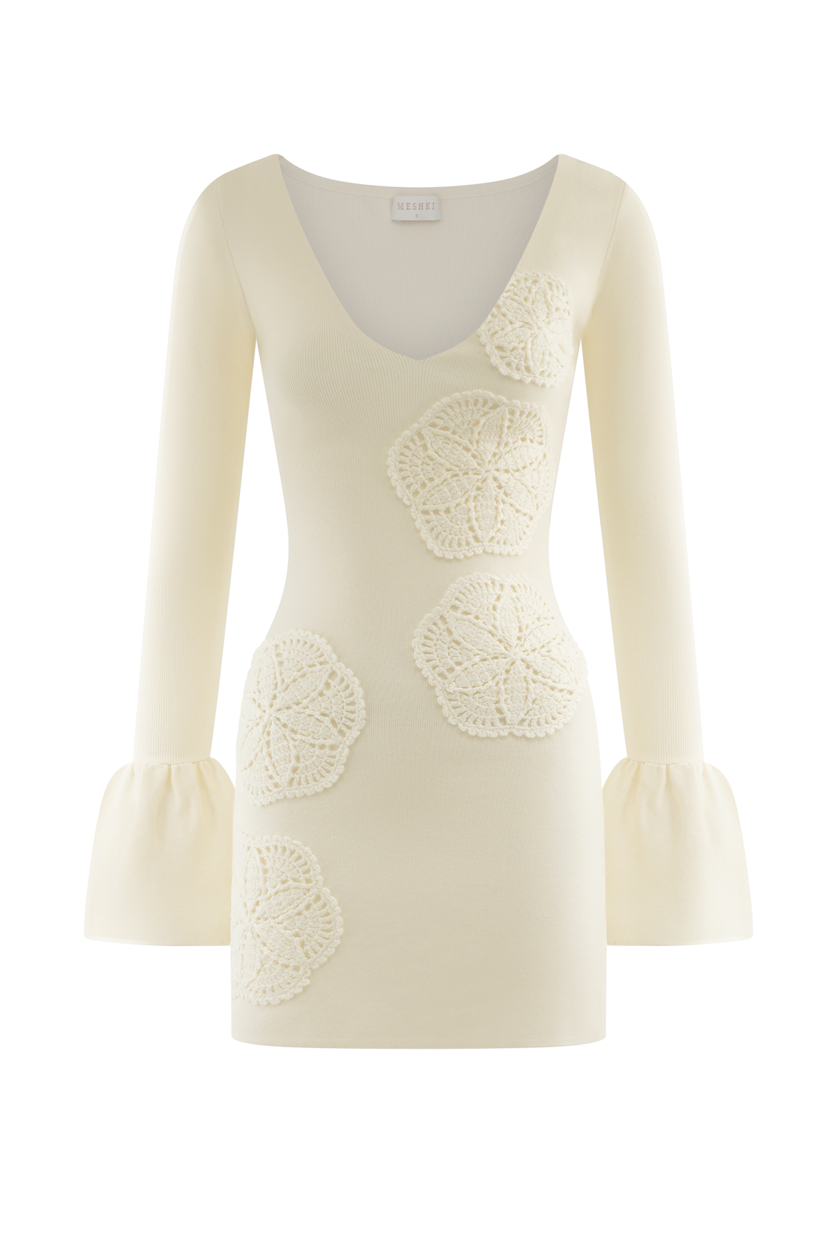 Amari Knit Crochet Knit Mini Dress - Ivory #7