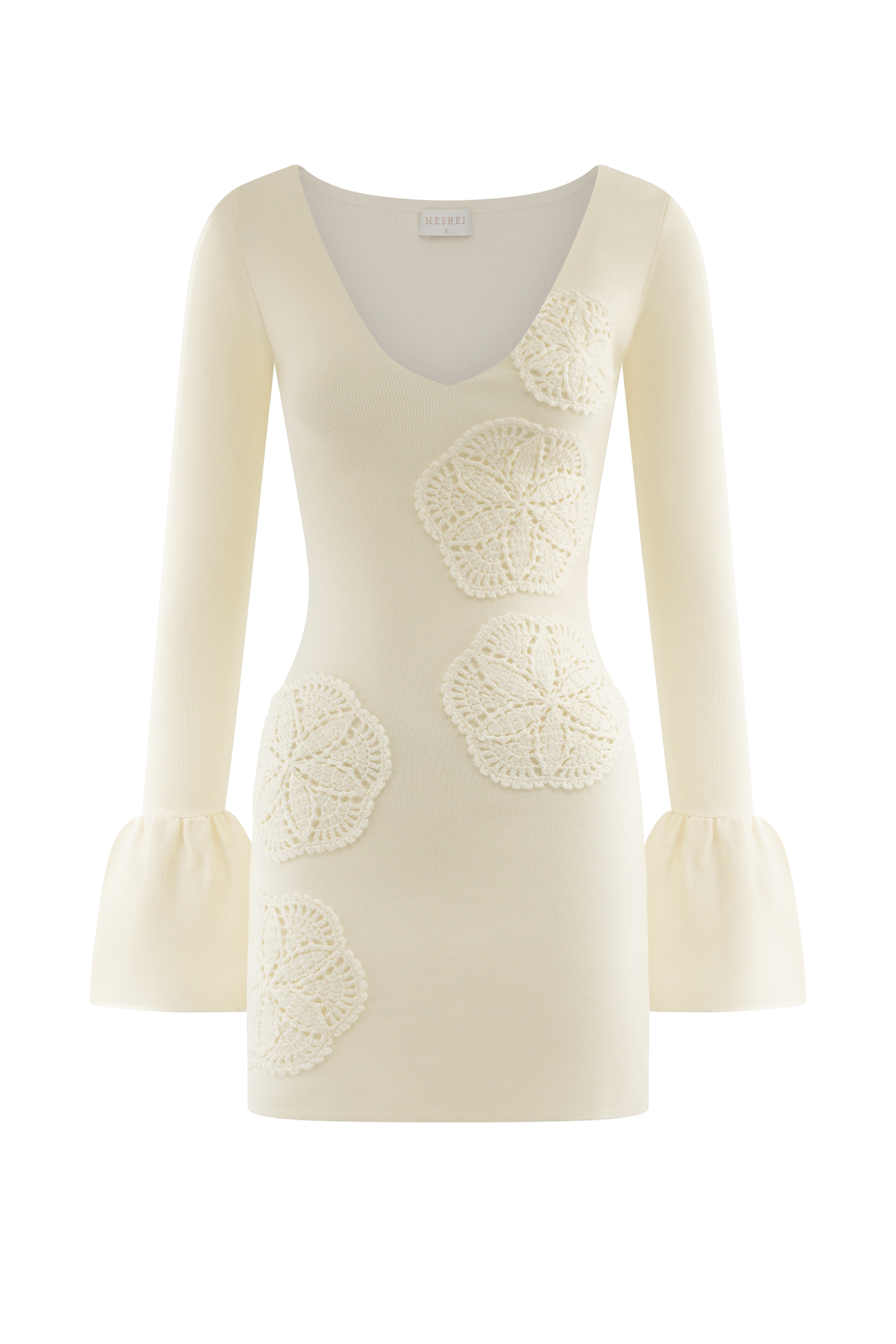 Amari Knit Crochet Knit Mini Dress - Ivory #7